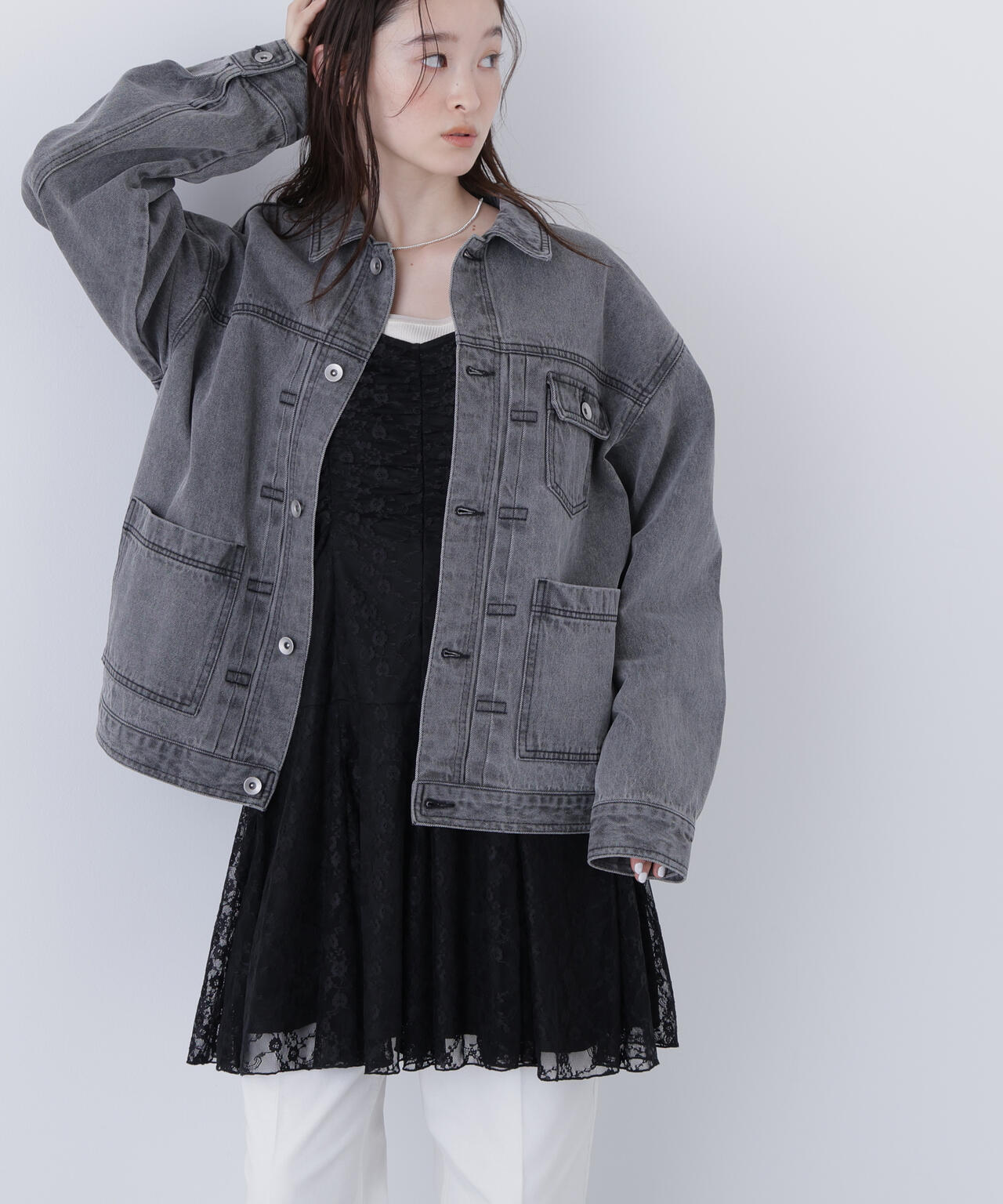 【一部店舗・mix.tokyo 限定カラー：オフホワイト】オーバーデニムブルゾン