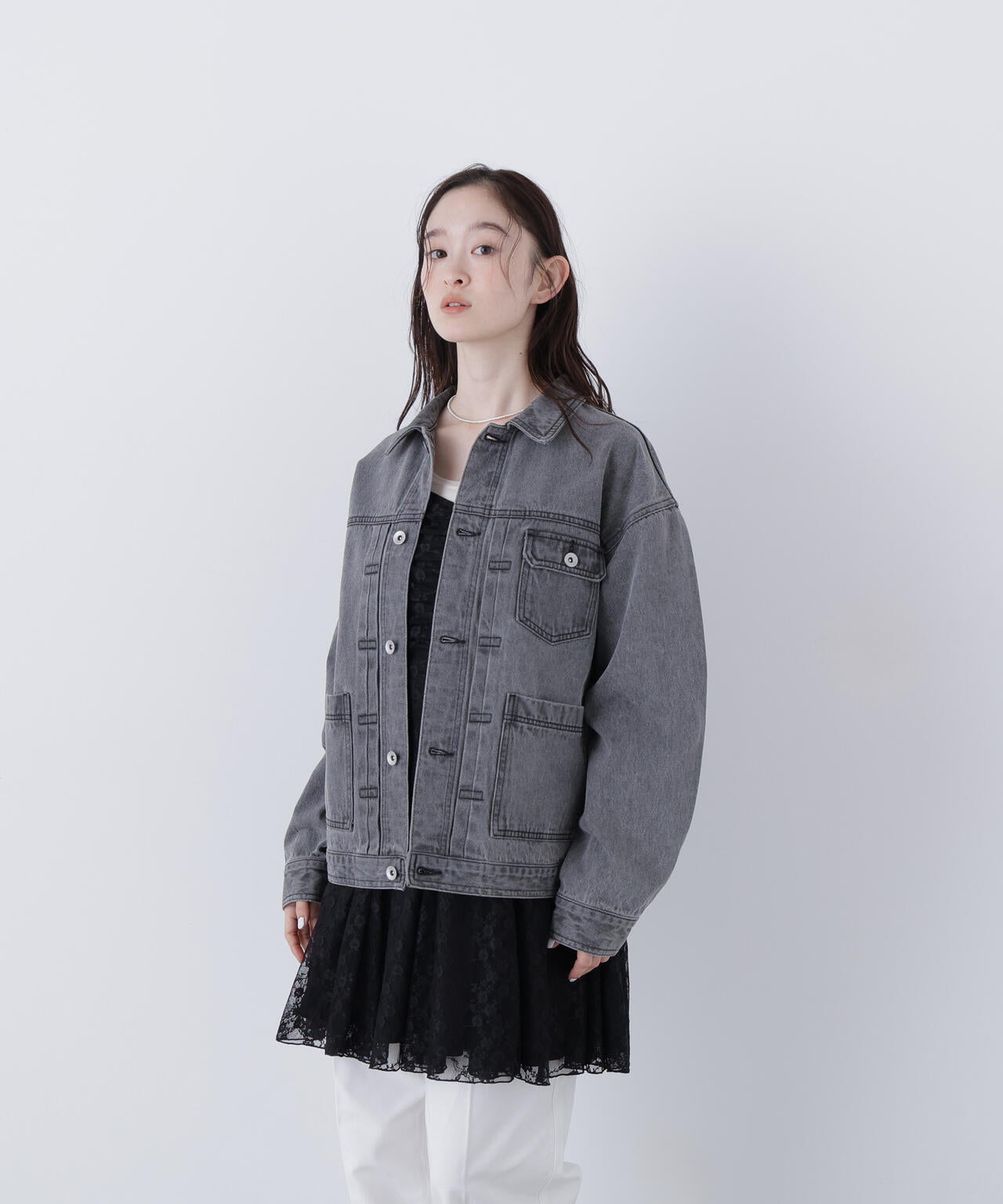 希少美品　トゥービーシック　4wayデニムジャケット　ファー　ノーカラー　46 オーバーデニムブルゾン | N. Natural Beauty Basic*（エヌ ナチュラル