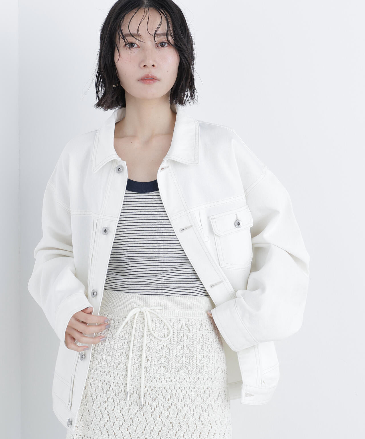 【一部店舗・mix.tokyo 限定カラー：オフホワイト】オーバーデニムブルゾン