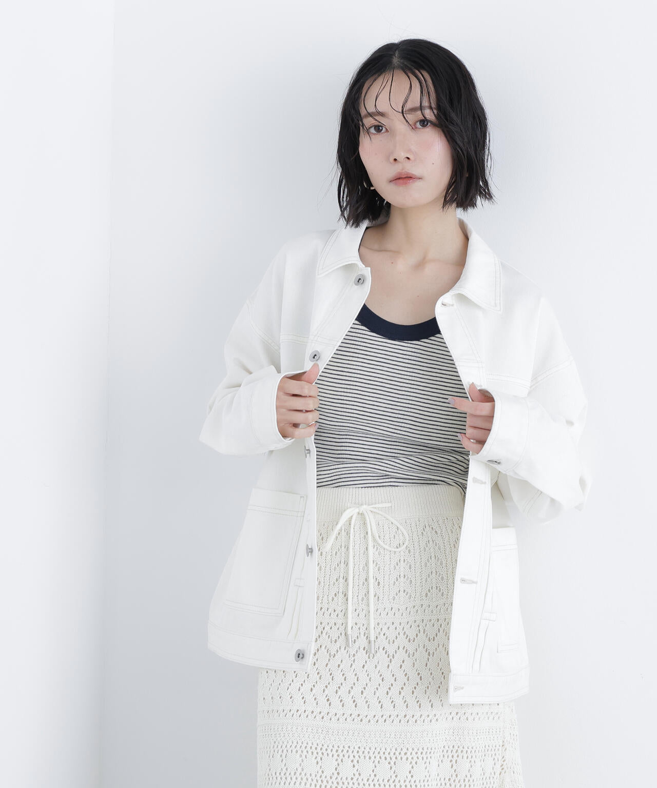 【一部店舗・mix.tokyo 限定カラー：オフホワイト】オーバーデニムブルゾン