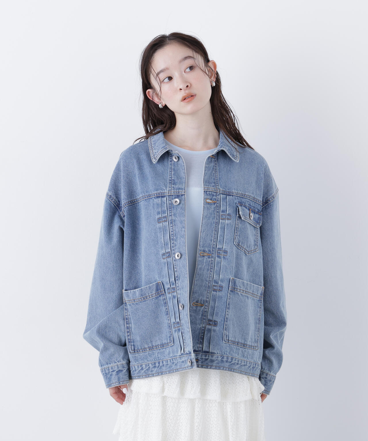 【一部店舗・mix.tokyo 限定カラー：オフホワイト】オーバーデニムブルゾン