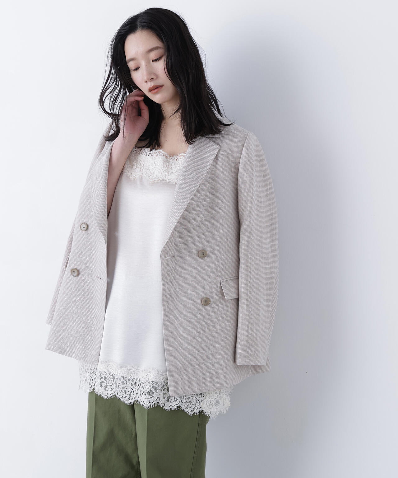 からみ織りダブルジャケット