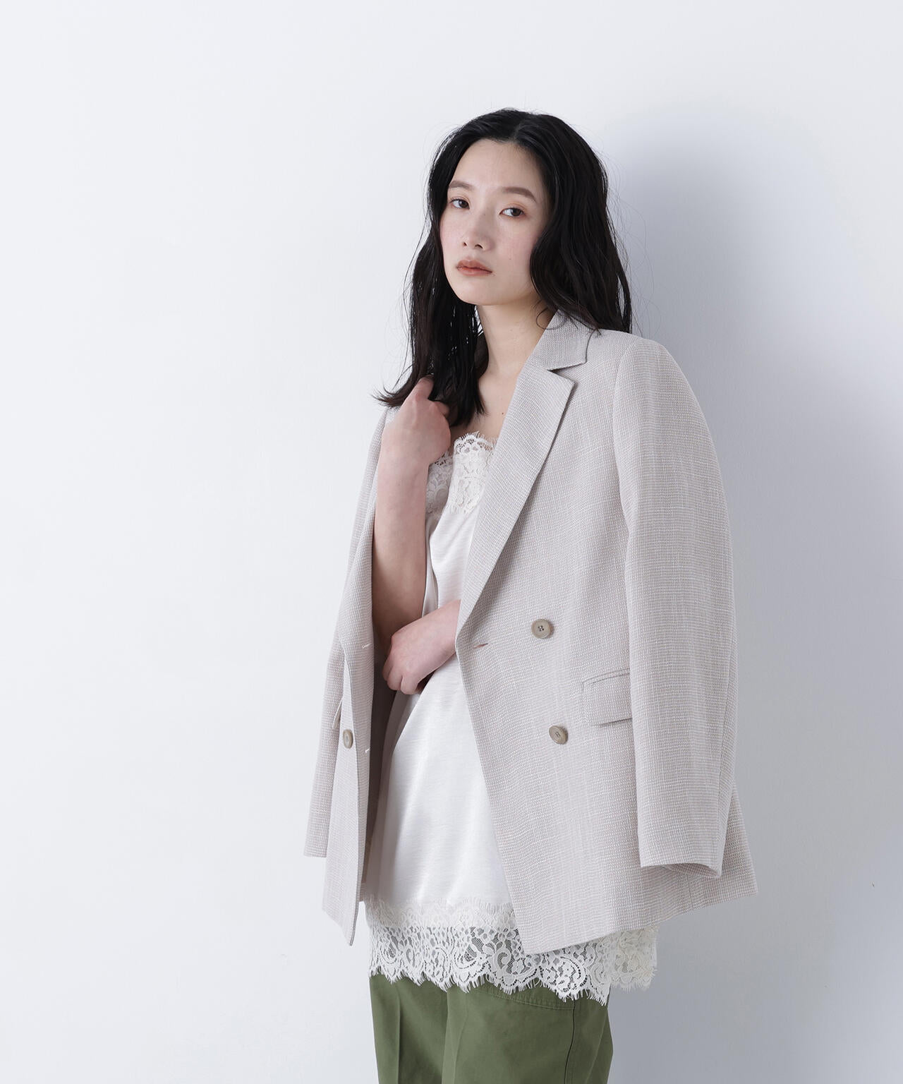 からみ織りダブルジャケット