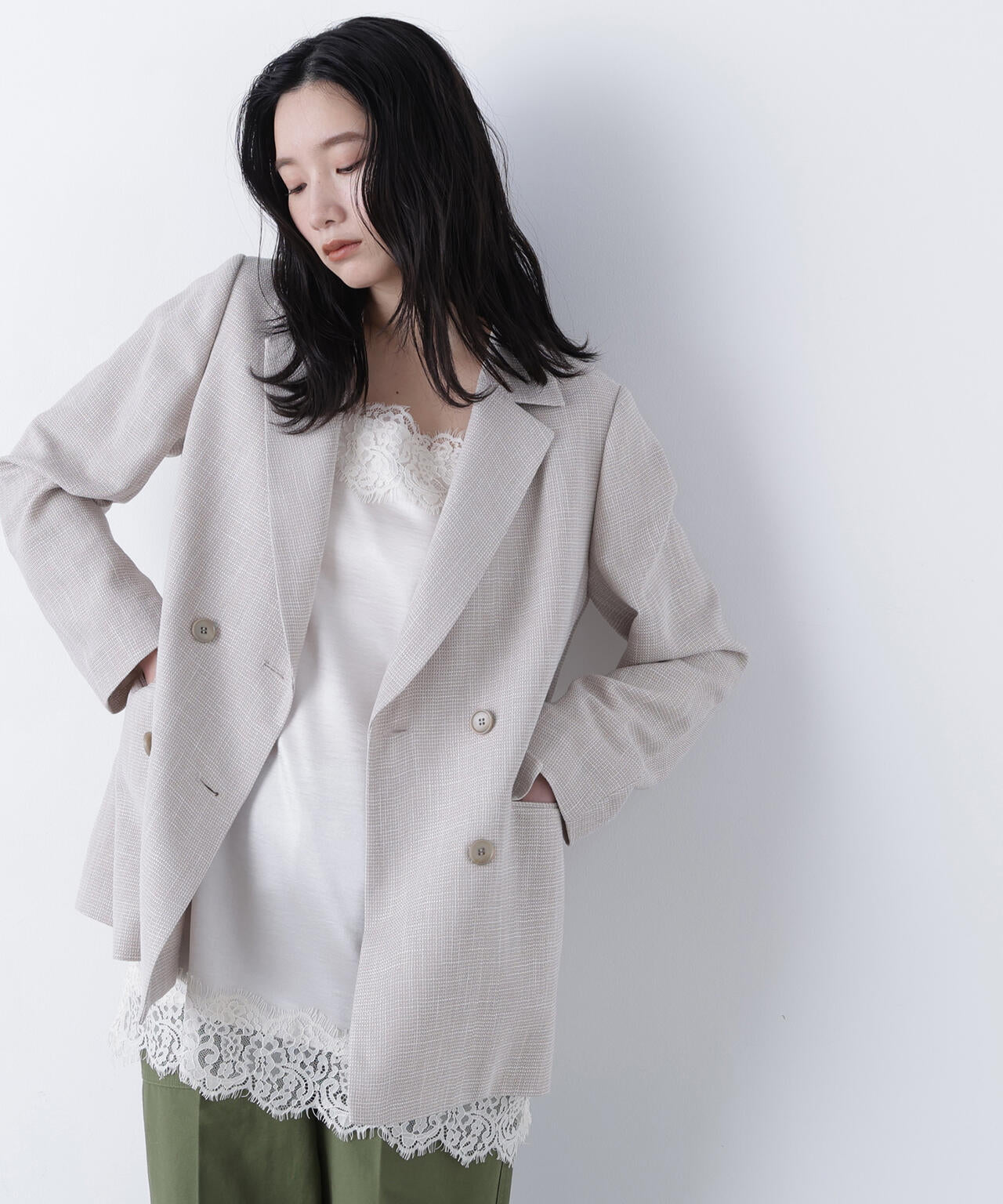 からみ織りダブルジャケット