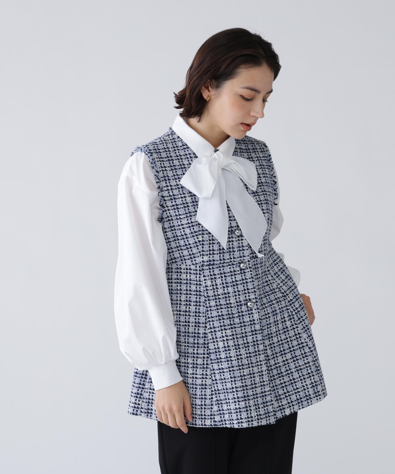 好きを着て気分が上がる】ファンシーツイードジレ | NAVYNAVY