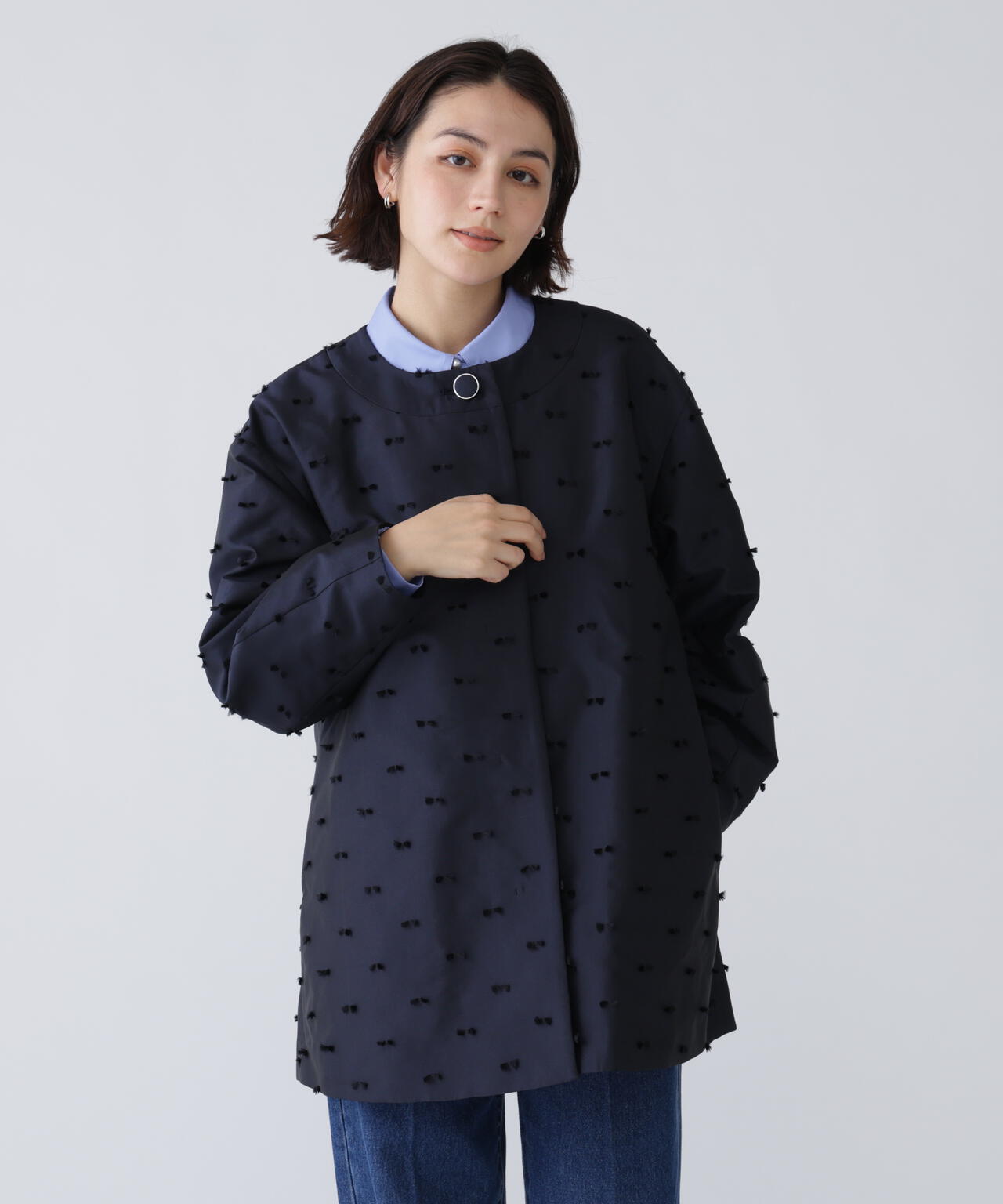 美品♪根々 ジャガード織り つながる ショートコート ジャケット 好きを着て気分が上がる】リボンジャガードショートコート | NAVYNAVY