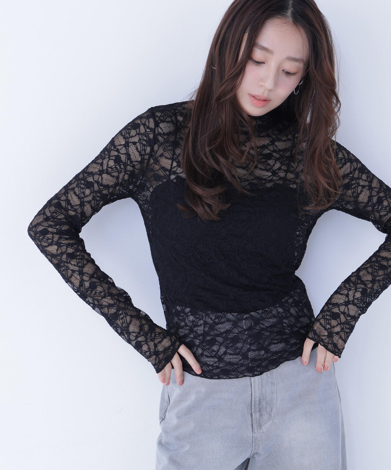レースハイネックカットソー | NATURAL BEAUTY BASIC（ナチュラル