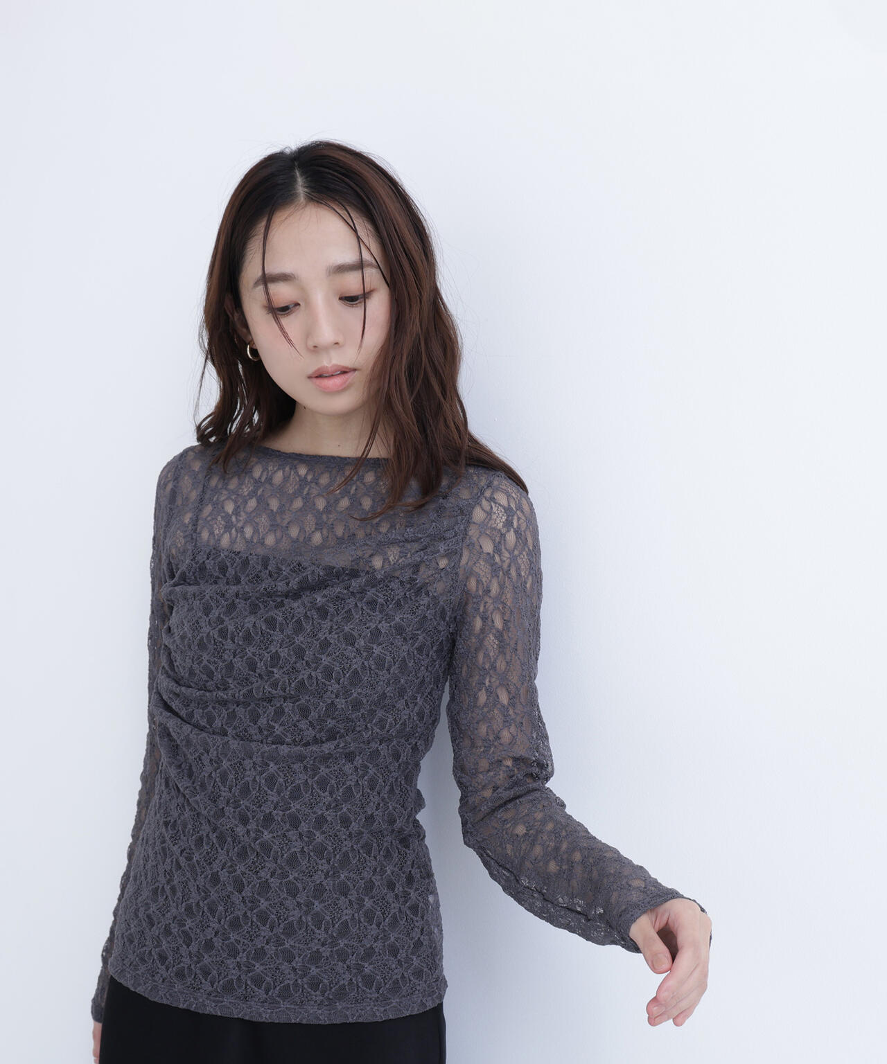 レースドレープカットソー