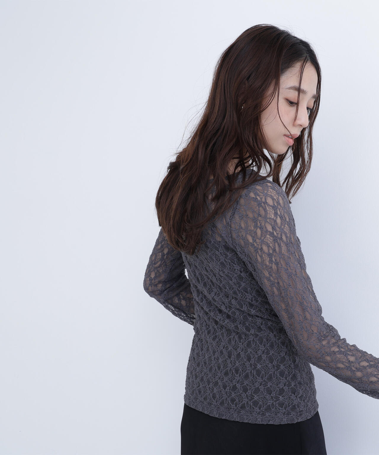 レースドレープカットソー