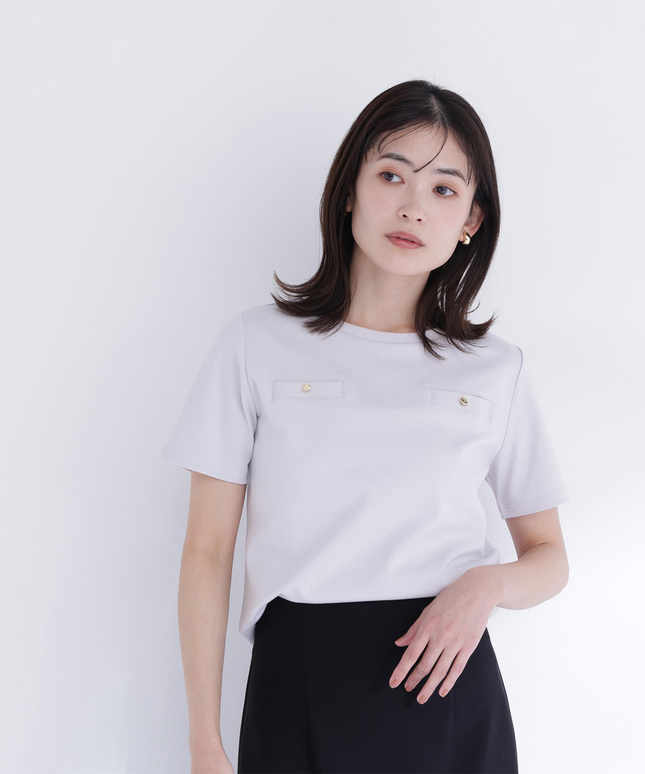 【6/16 ～6/18 2buy10%OFF 対象商品】ベーシックTシャツ フェイクポケット付き