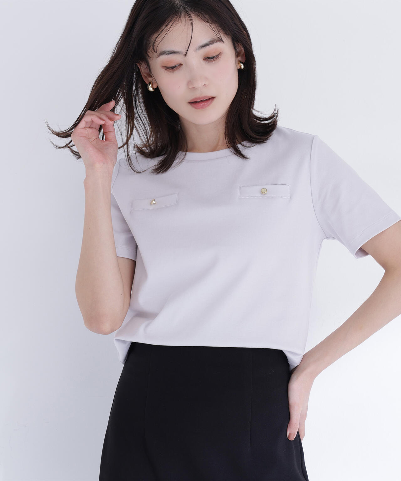 【6/16 ～6/18 2buy10%OFF 対象商品】ベーシックTシャツ フェイクポケット付き