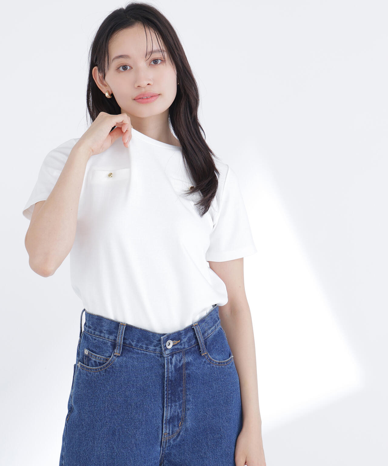 【6/16 ～6/18 2buy10%OFF 対象商品】ベーシックTシャツ フェイクポケット付き