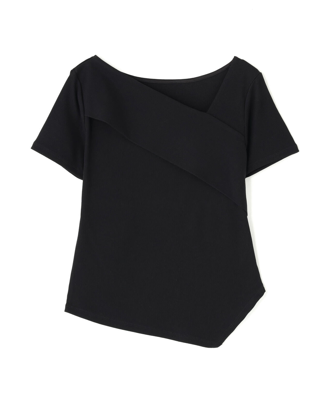 【6/5～6/7 オンライン限定2buy10%OFF対象】アシメネックリブカットソー