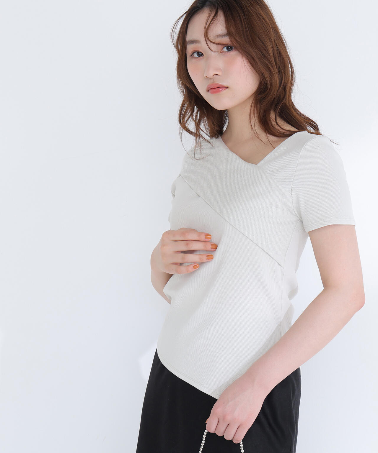 【6/5～6/7 オンライン限定2buy10%OFF対象】アシメネックリブカットソー