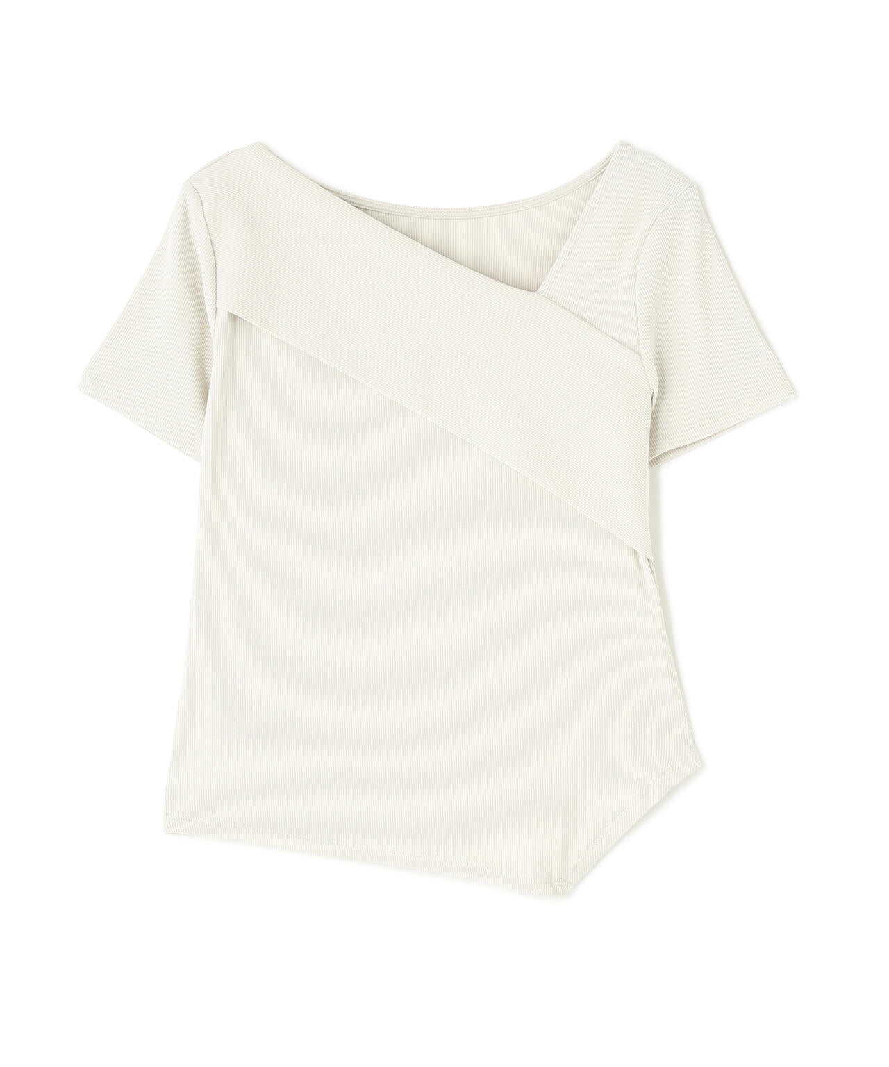 【6/5～6/7 オンライン限定2buy10%OFF対象】アシメネックリブカットソー