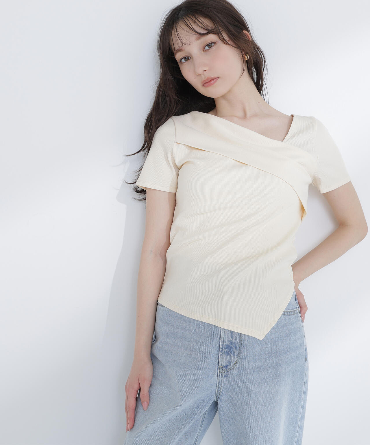 アシメネックリブカットソー | NATURAL BEAUTY BASIC（ナチュラル