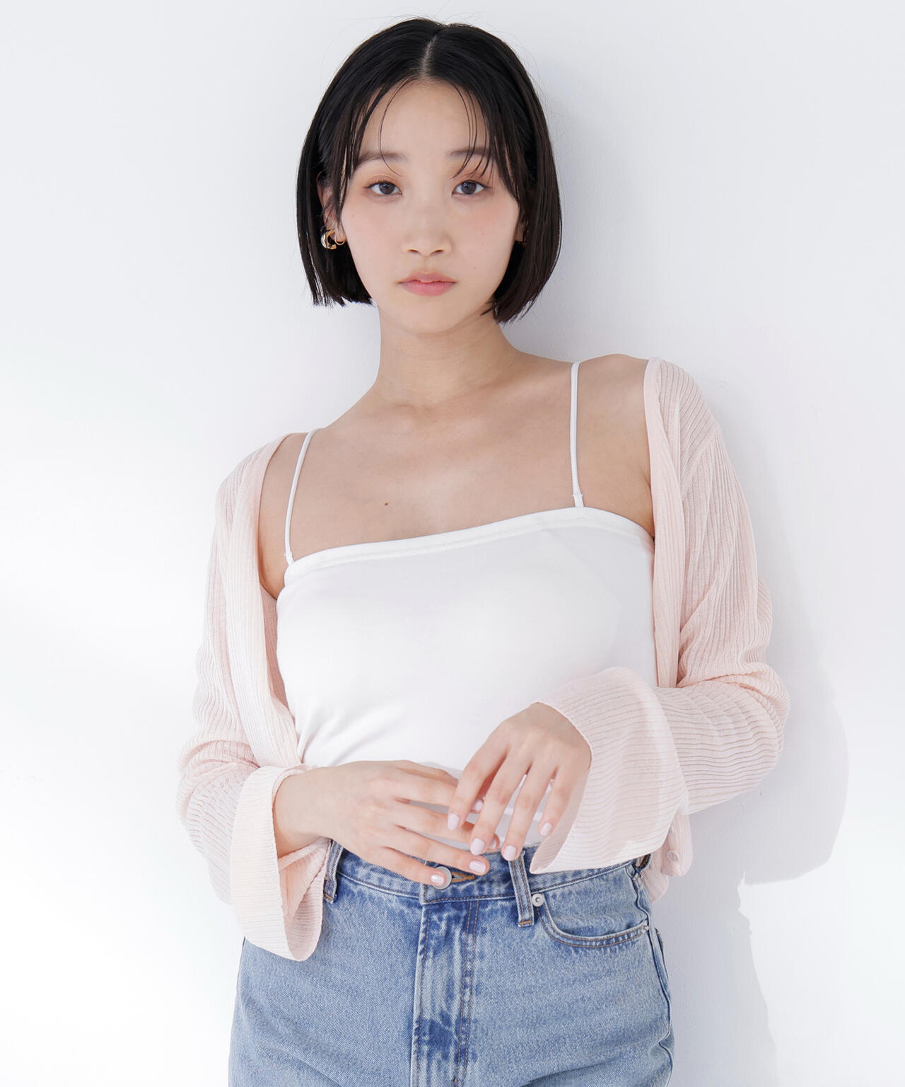 ２３区新品　新作✨️ベアトップパット付きキャミソール　タンクトップiCBダントン 見上愛さん着用／洗える】ベアトップ パッド付き キャミソール