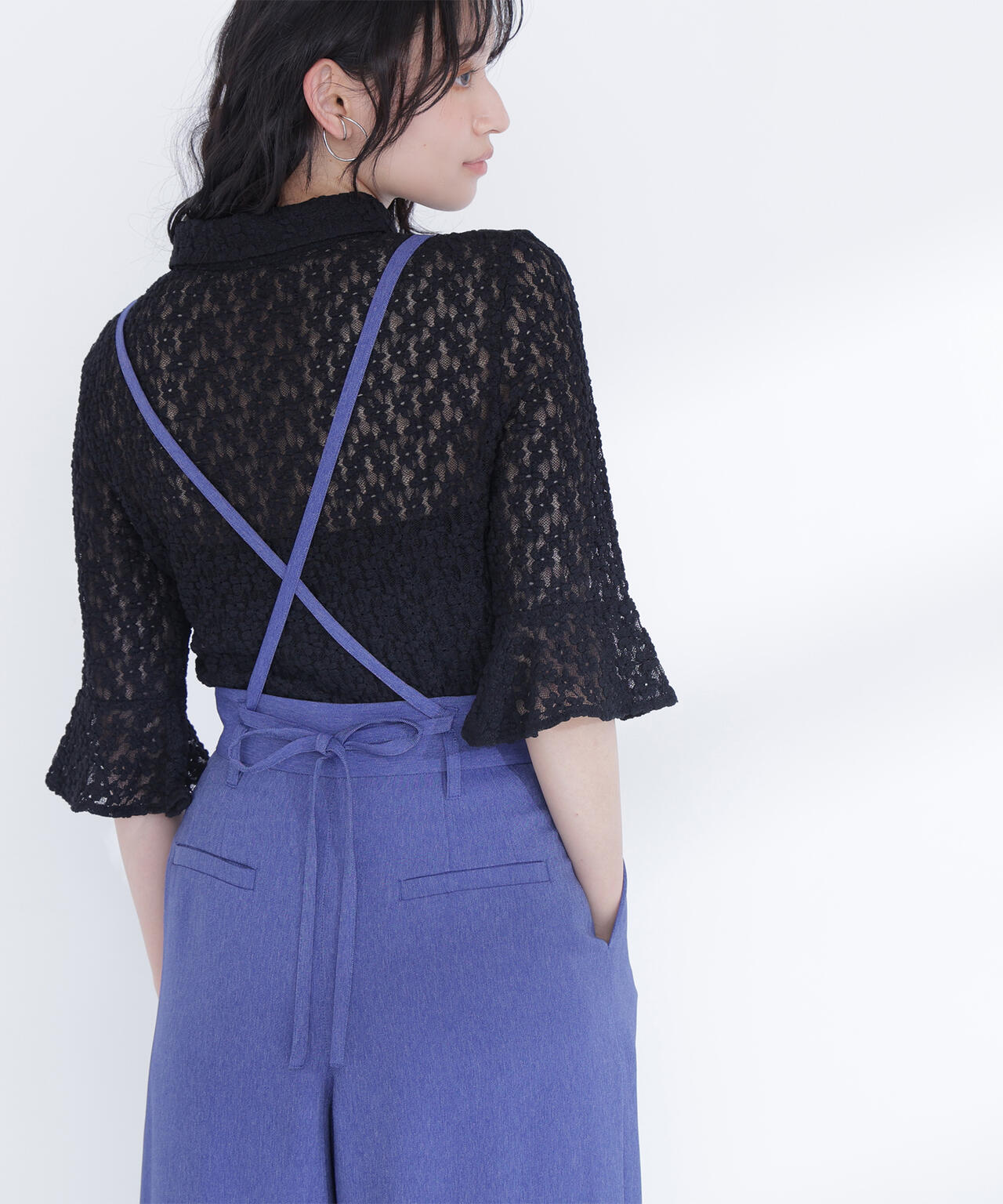 6/5～6/7 オンライン限定2buy10%OFF対象】シャツカラーレース