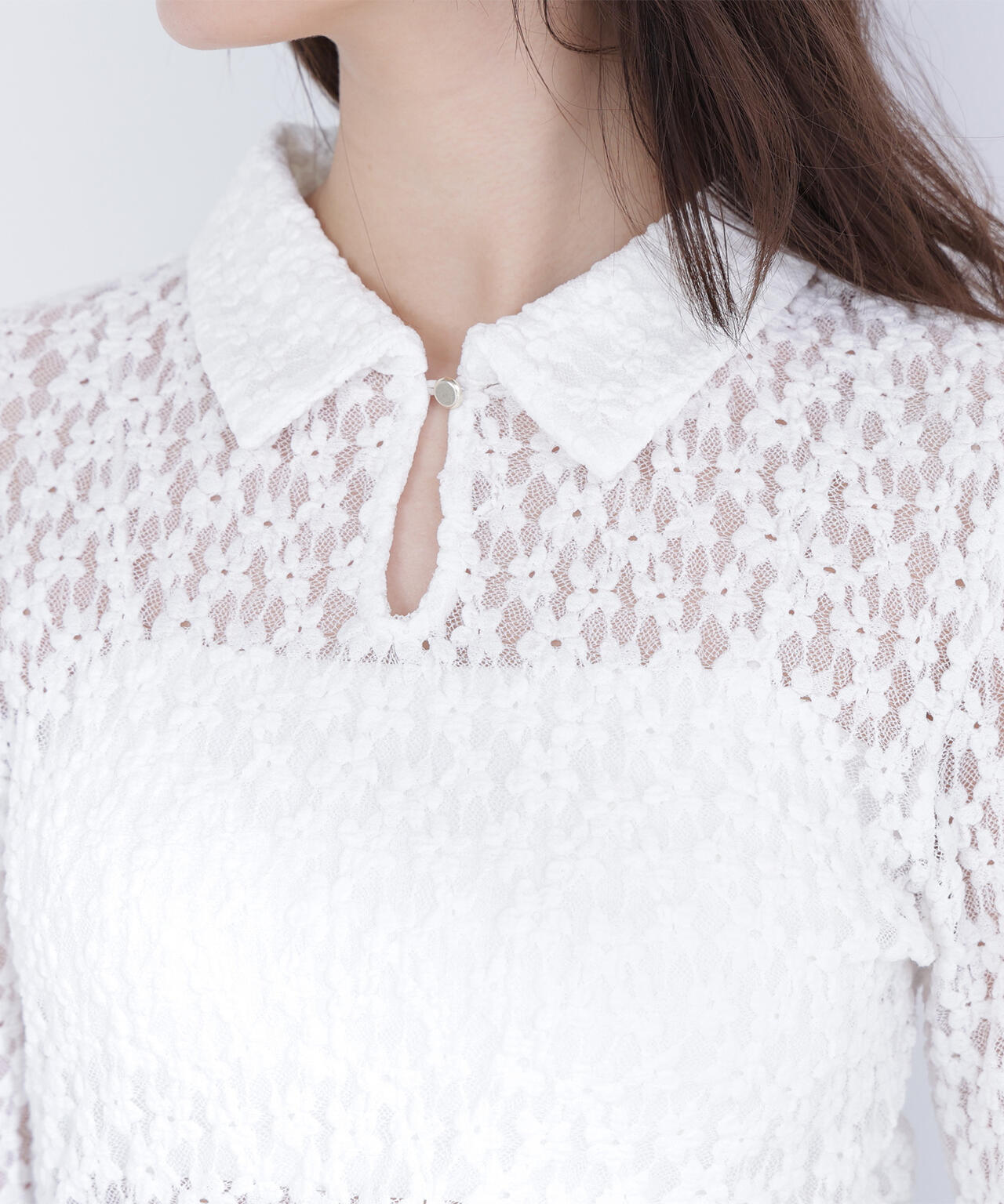 シャツカラーレースカットソー | NATURAL BEAUTY BASIC（ナチュラル