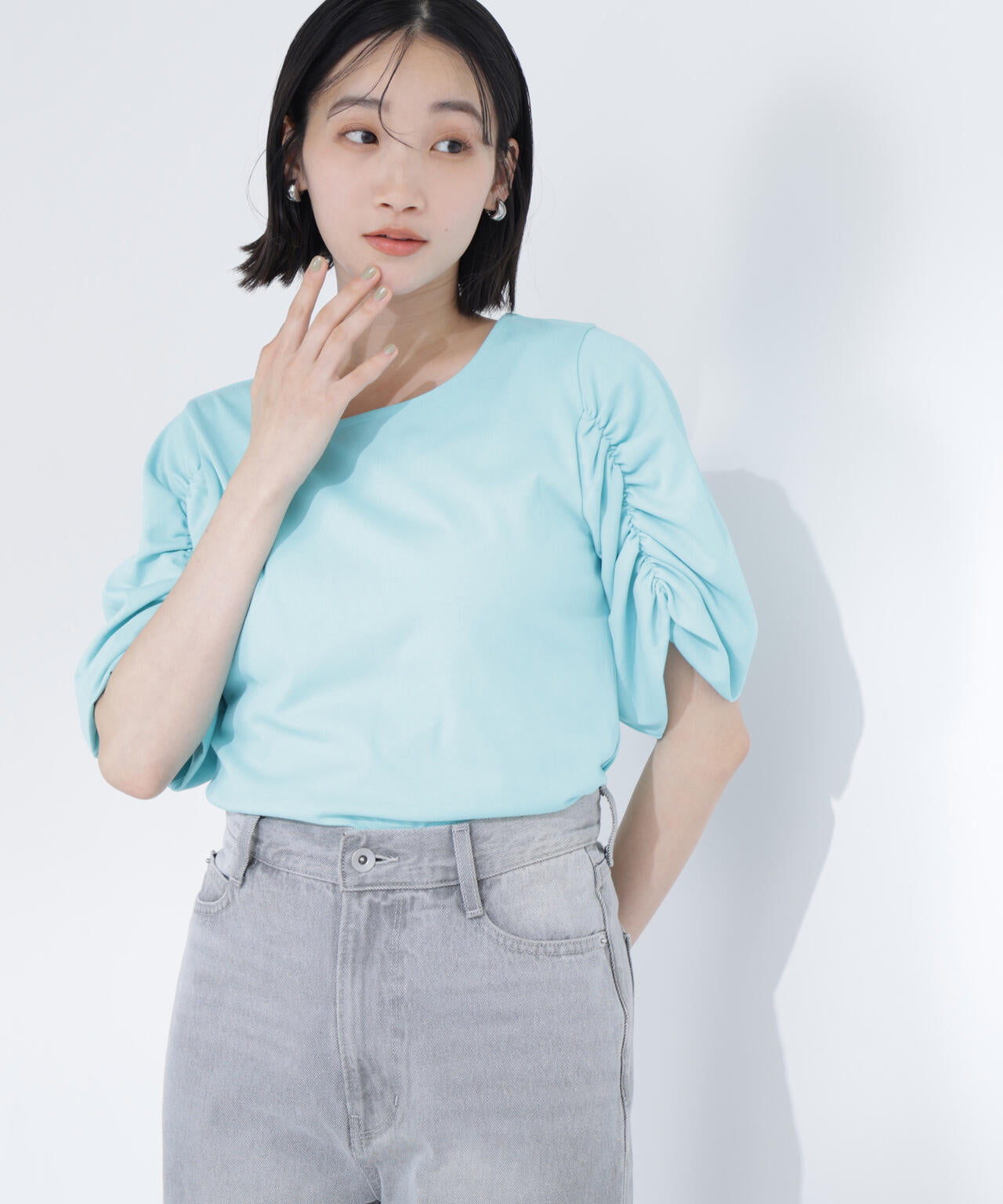 ギャザースリーブカットソー | NATURAL BEAUTY BASIC（ナチュラル
