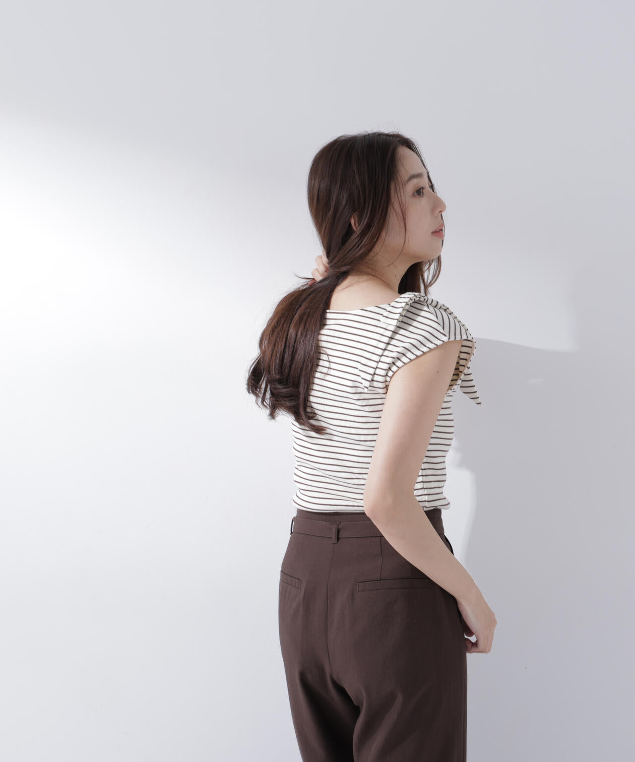 ショルダーリボンボーダートップス | NATURAL BEAUTY BASIC