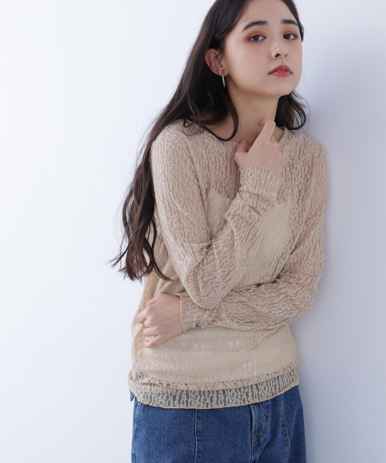 レースカットソー