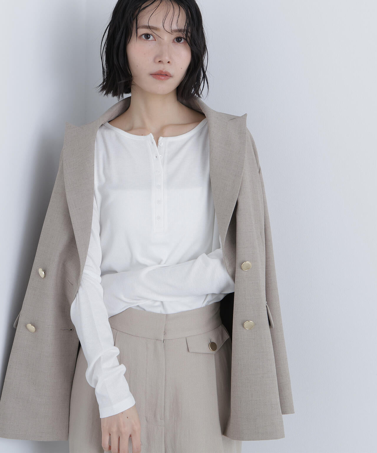 ヘンリーネックカットソー