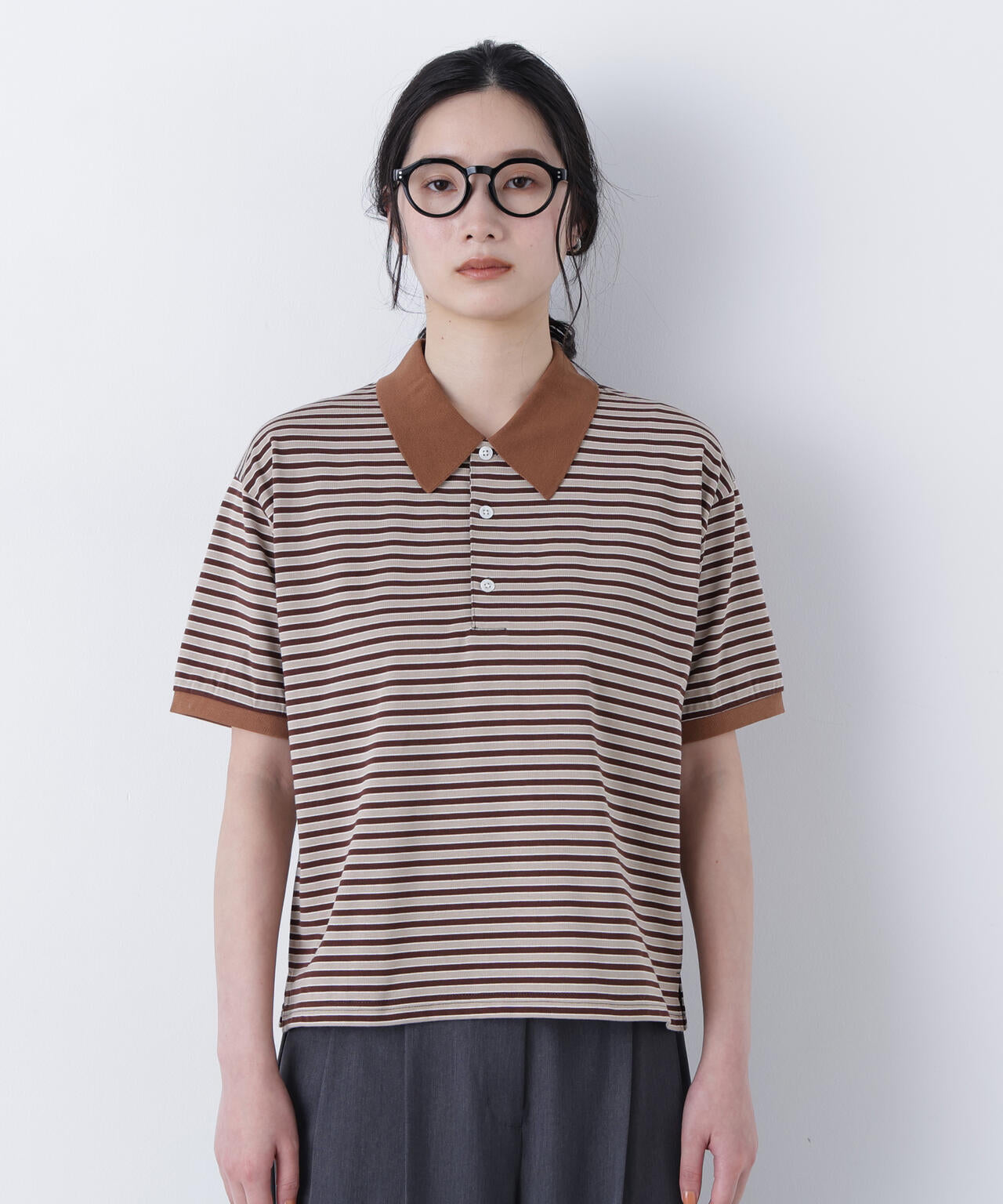 FUDGE掲載】【STAR & STRIPE】ボーダー半袖ポロシャツ | N. Natural