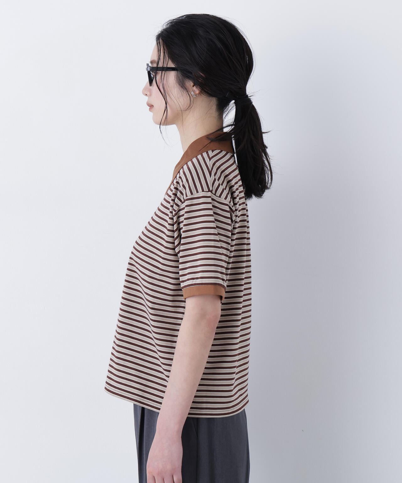 FUDGE掲載】【STAR & STRIPE】ボーダー半袖ポロシャツ | N. Natural