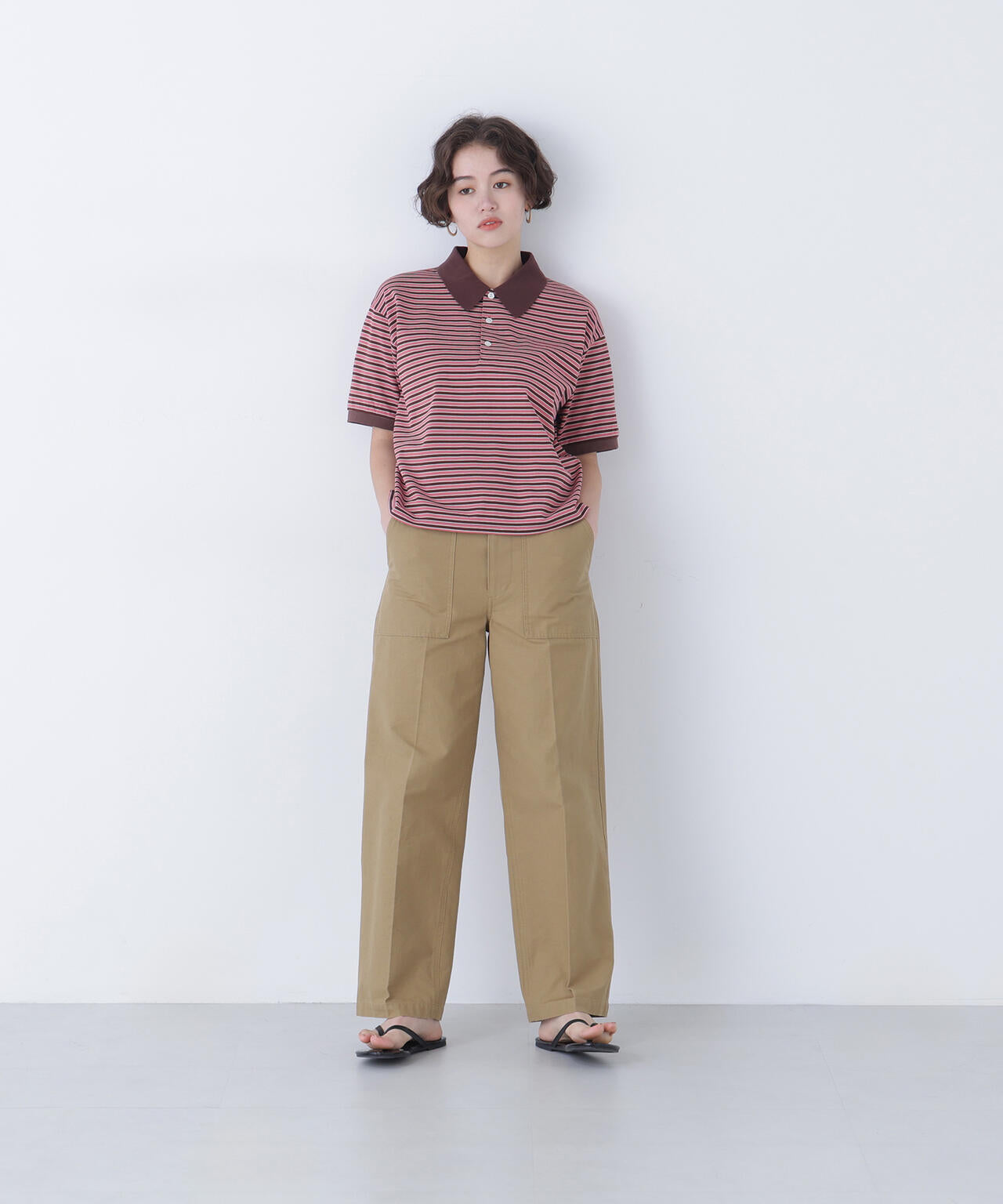 FUDGE掲載）（STAR & STRIPE）ボーダー半袖ポロシャツ | N. Natural