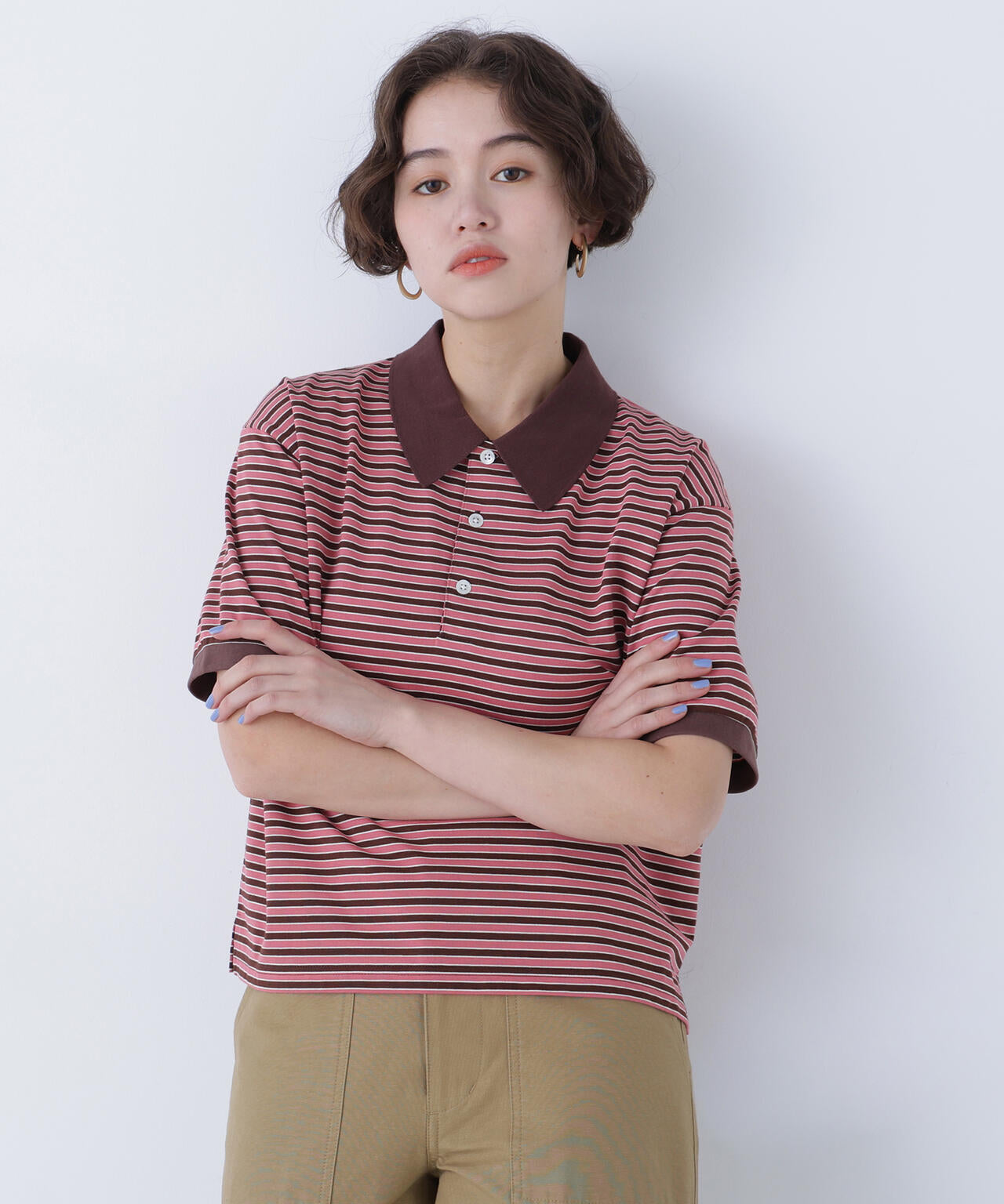Supreme ポロシャツ ブラウン ボーダー 中古・古着通販】SUPREME (シュプリーム) ニットポロシャツ ブラウン