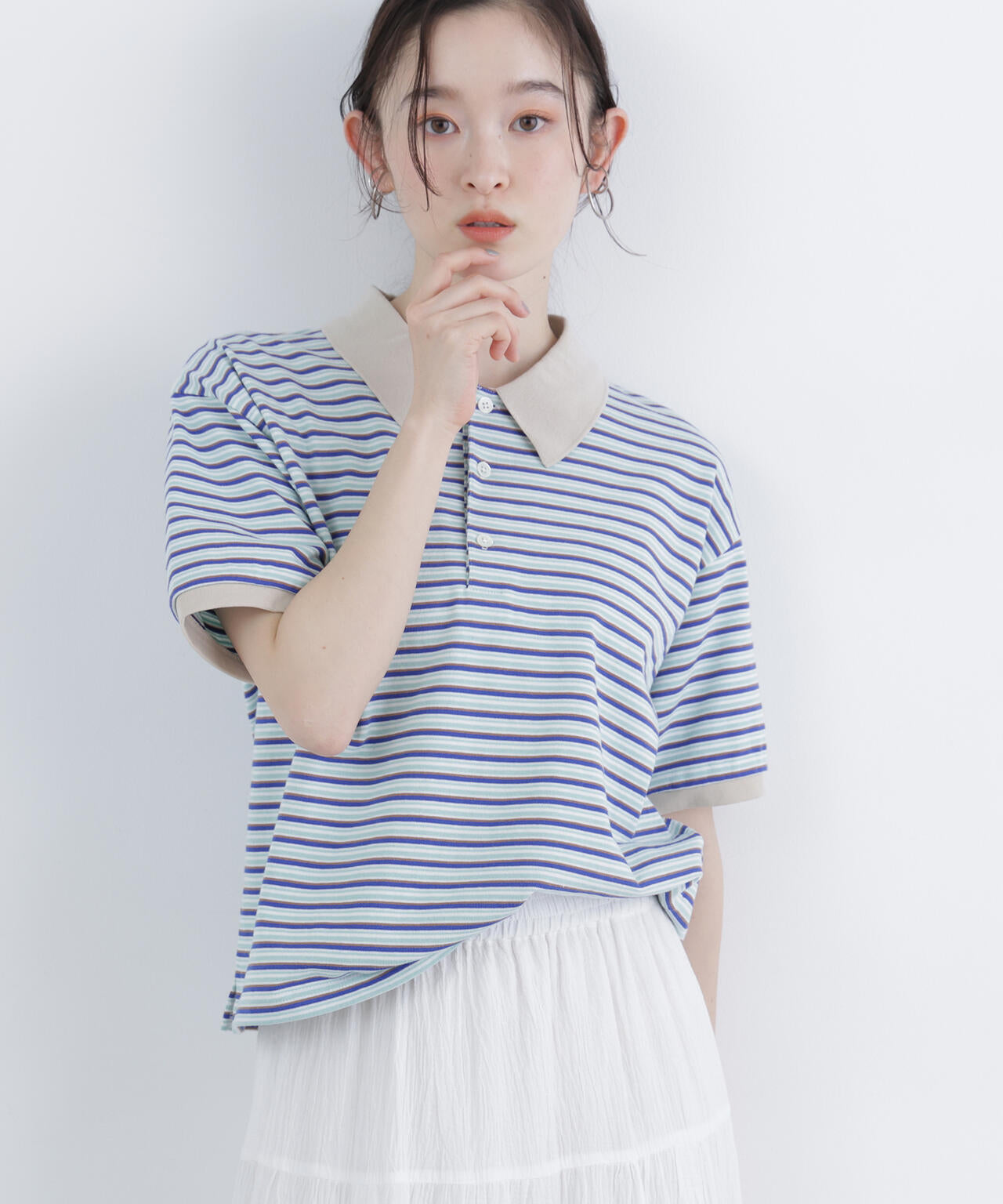 （FUDGE掲載）（STAR & STRIPE）ボーダー半袖ポロシャツ