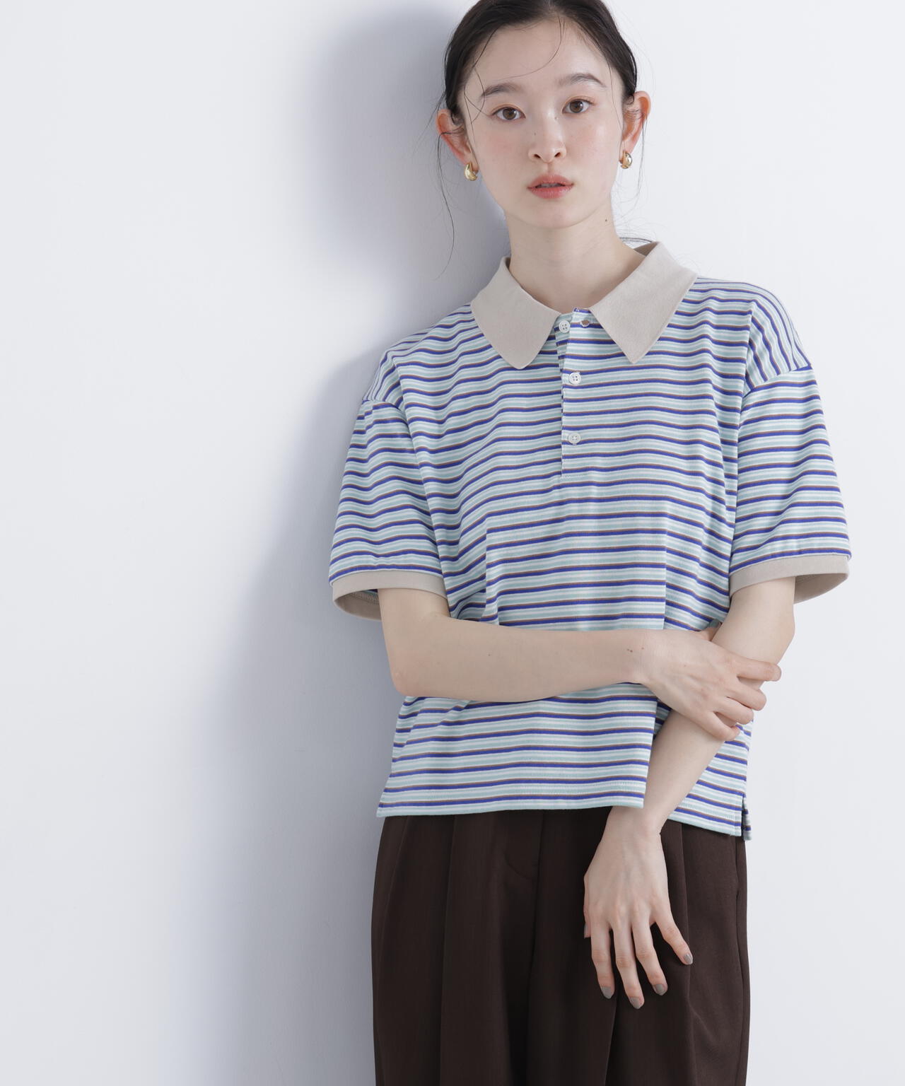 （FUDGE掲載）（STAR & STRIPE）ボーダー半袖ポロシャツ