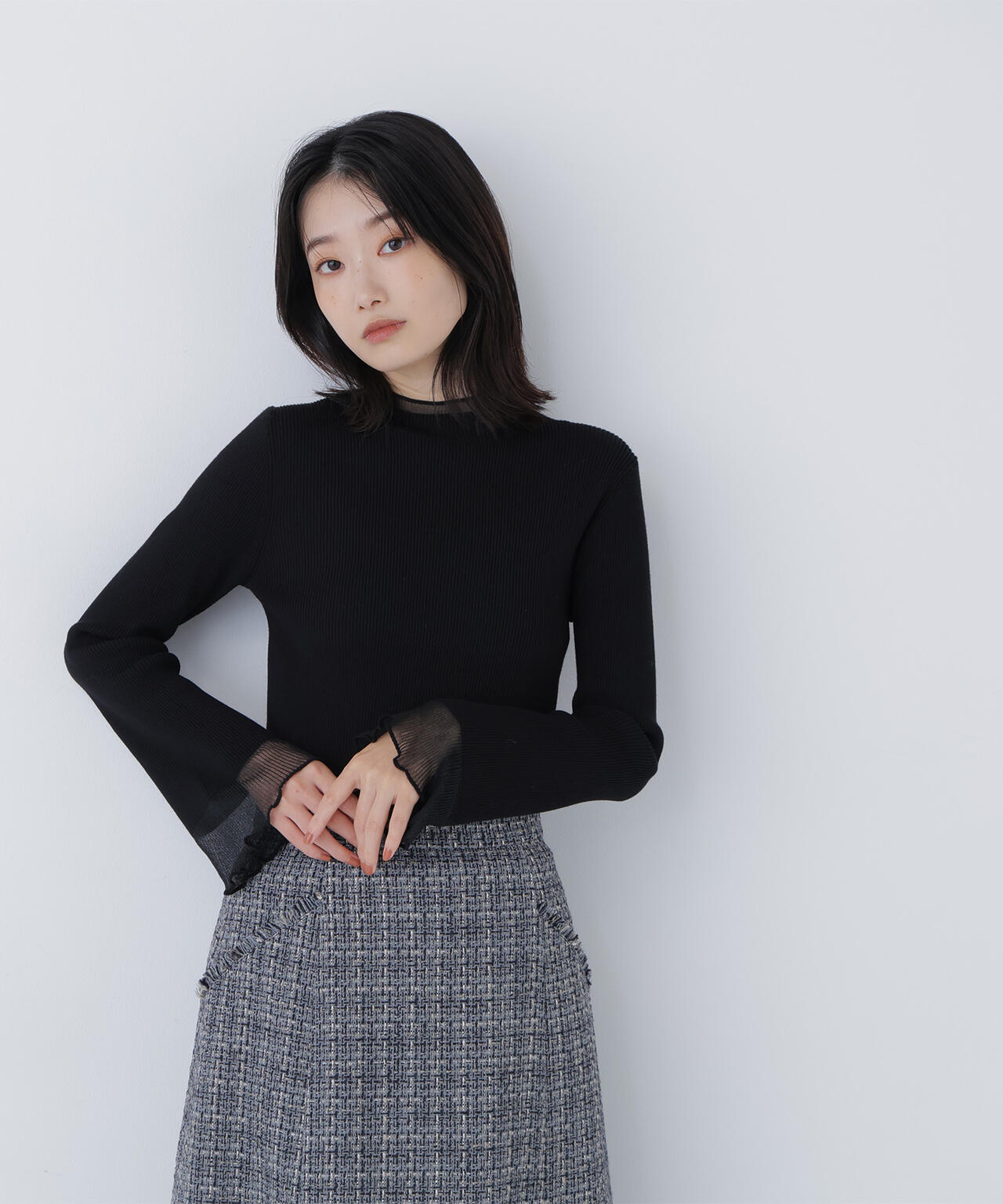 シアーフレアカフスリブニット | NATURAL BEAUTY BASIC（ナチュラル