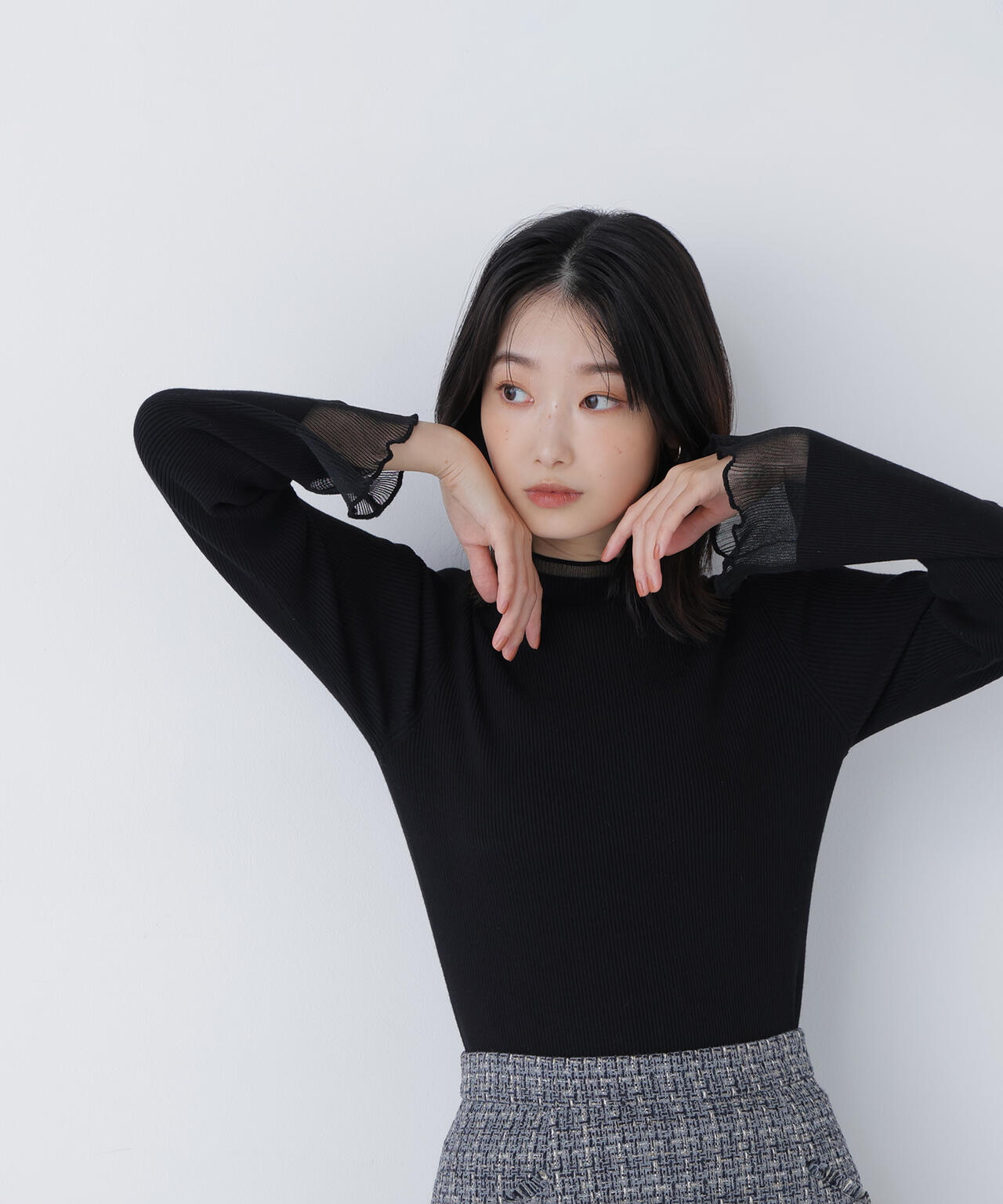 シアーフレアカフスリブニット | NATURAL BEAUTY BASIC（ナチュラル