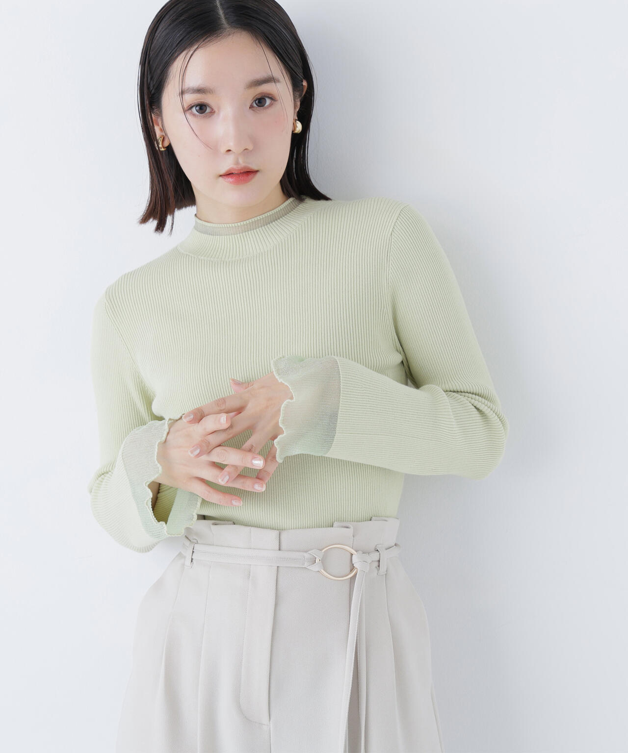 シアーフレアカフスリブニット | NATURAL BEAUTY BASIC（ナチュラル