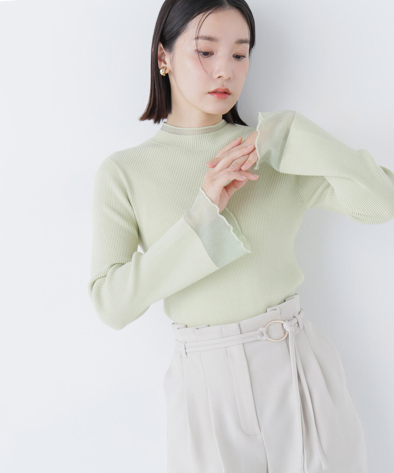 シアーフレアカフスリブニット | NATURAL BEAUTY BASIC（ナチュラル