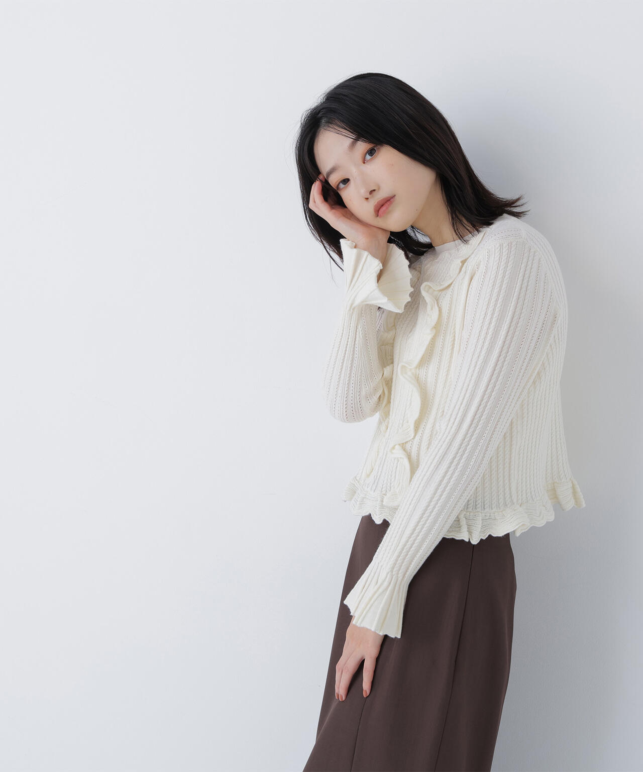 ミニケーブルフリルニット | NATURAL BEAUTY BASIC（ナチュラル