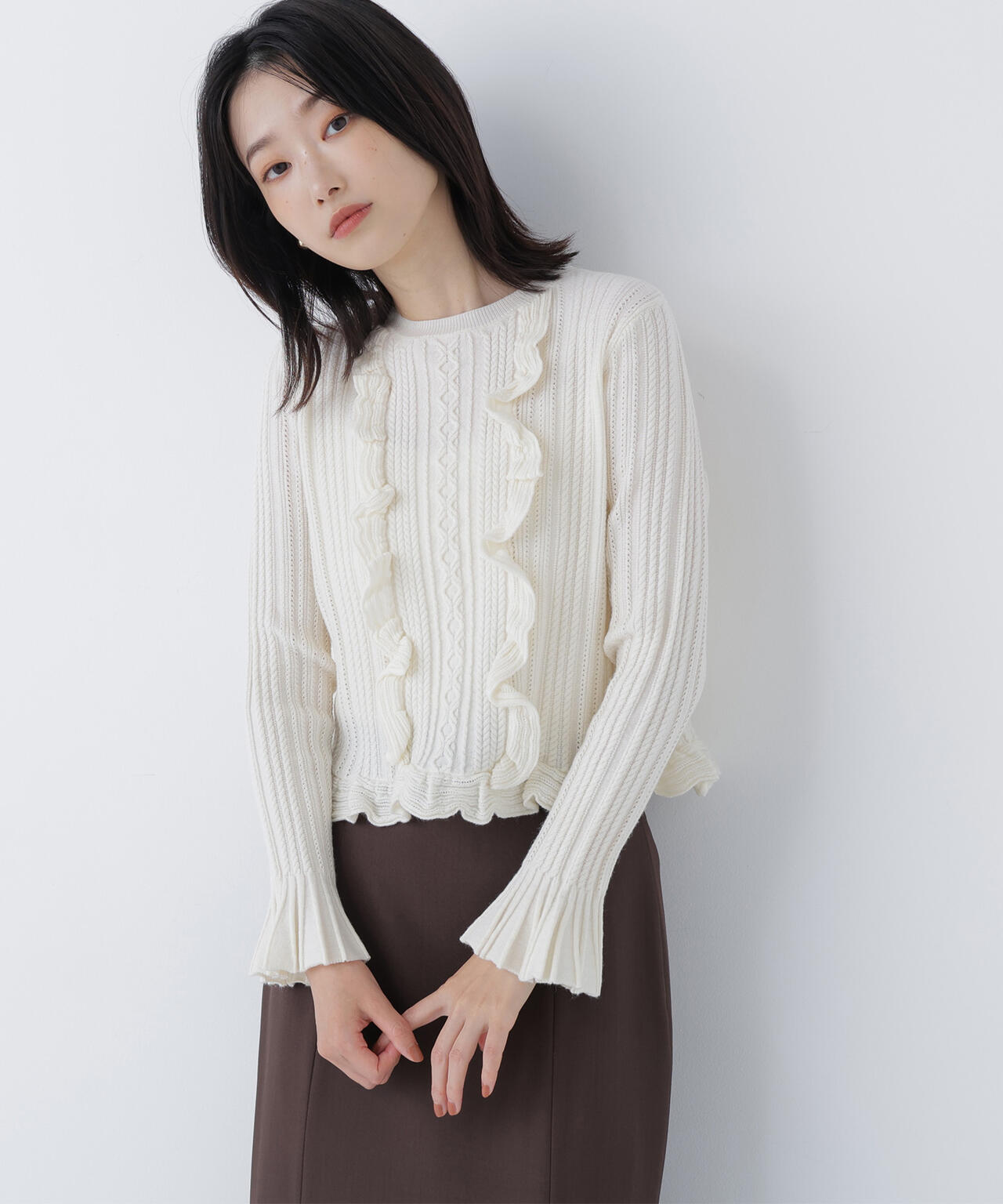 ミニケーブルフリルニット | NATURAL BEAUTY BASIC（ナチュラル