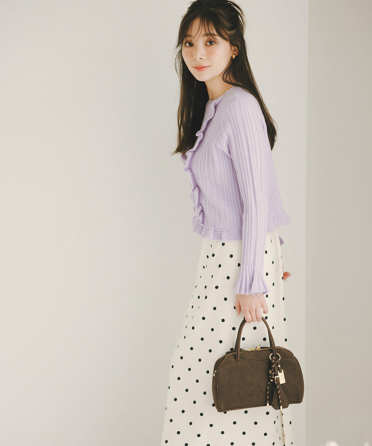 ミニケーブルフリルニット