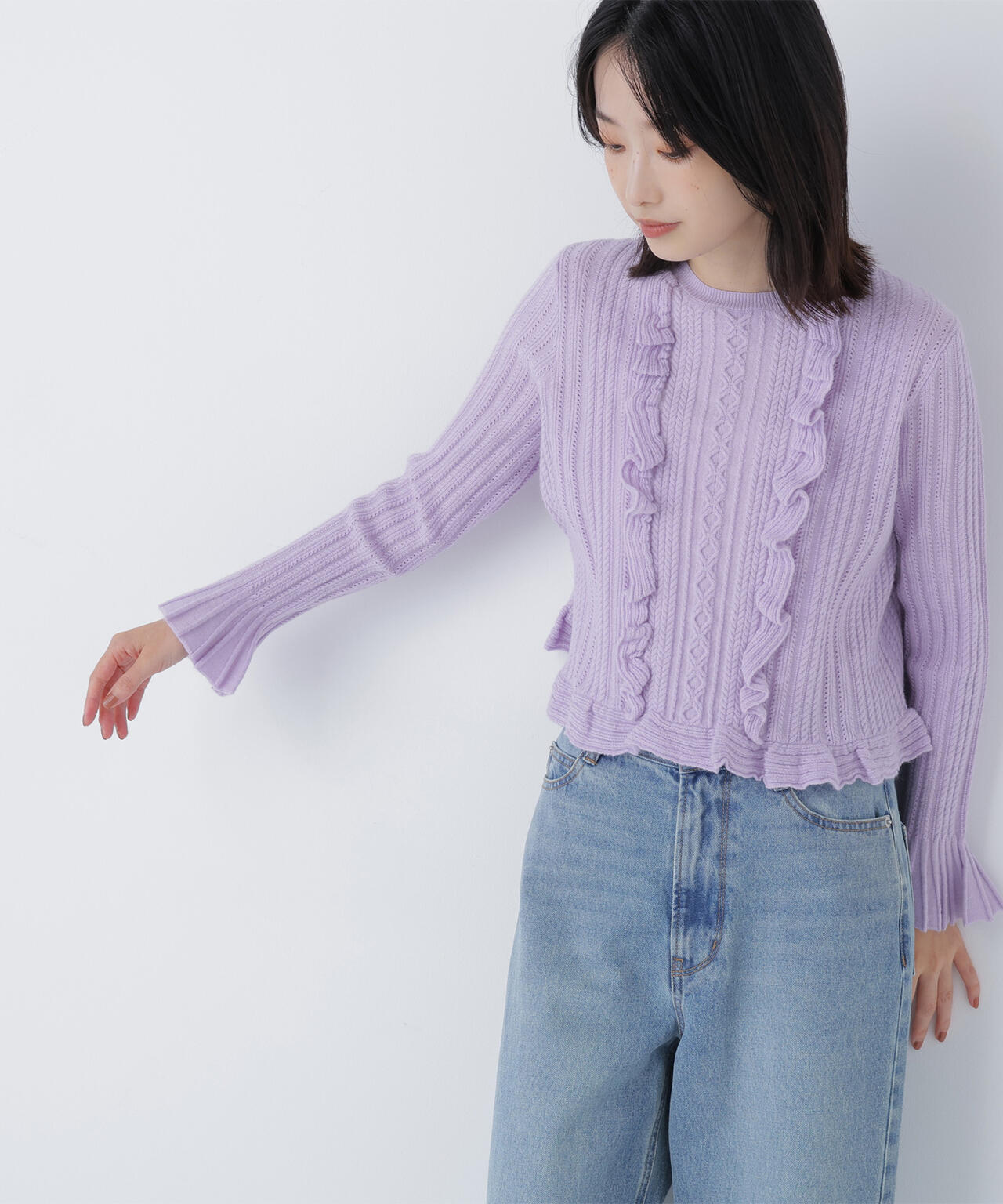 ミニケーブルフリルニット | NATURAL BEAUTY BASIC（ナチュラル