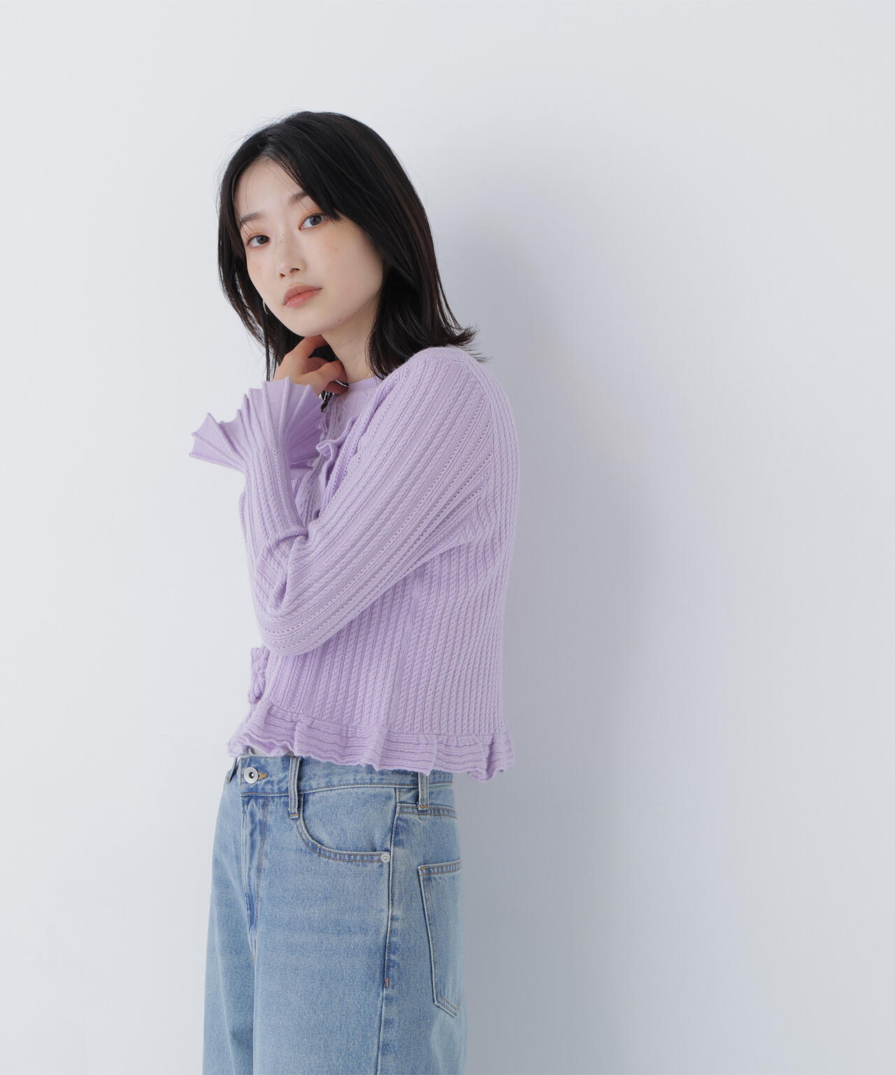 ミニケーブルフリルニット | NATURAL BEAUTY BASIC（ナチュラル