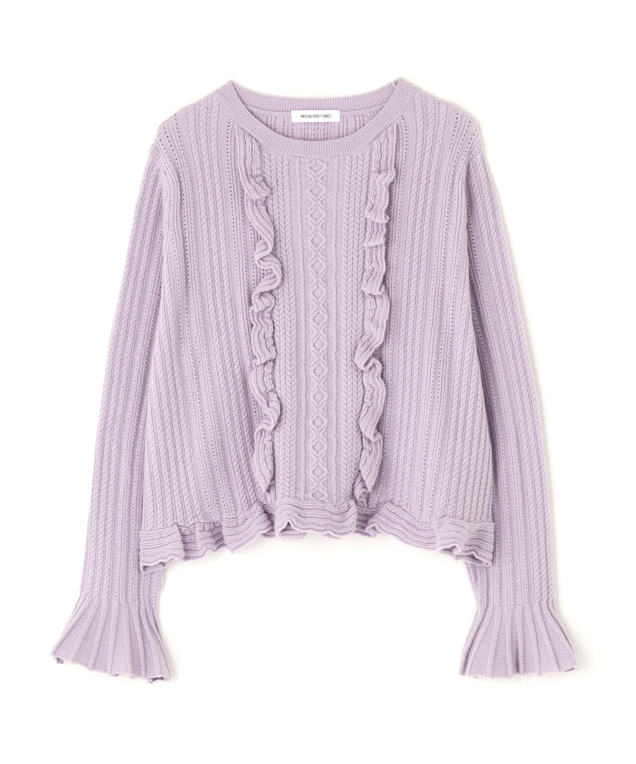 ミニケーブルフリルニット