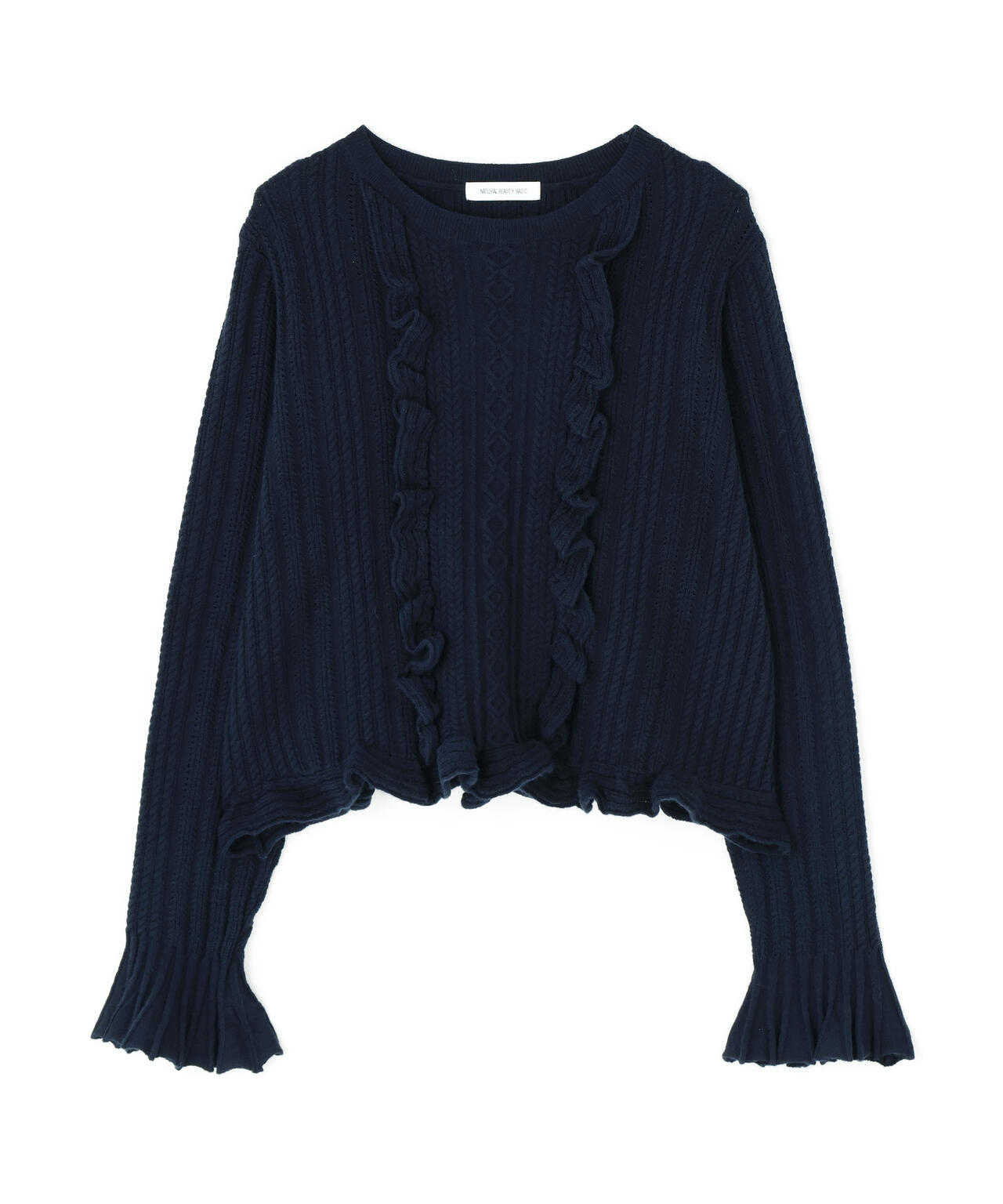 ミニケーブルフリルニット