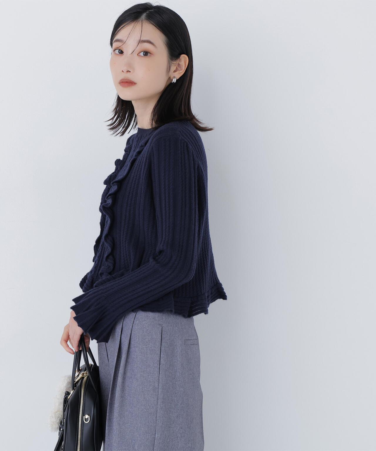 ミニケーブルフリルニット | NATURAL BEAUTY BASIC（ナチュラル