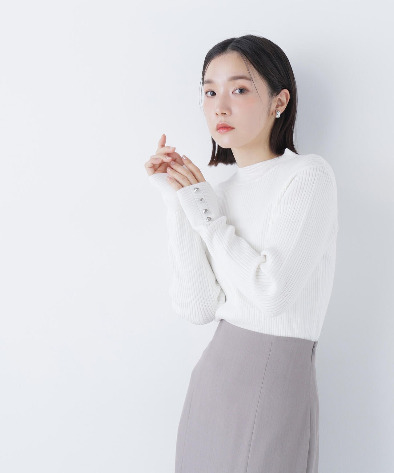 ハートボタンカフスニット | NATURAL BEAUTY BASIC（ナチュラル