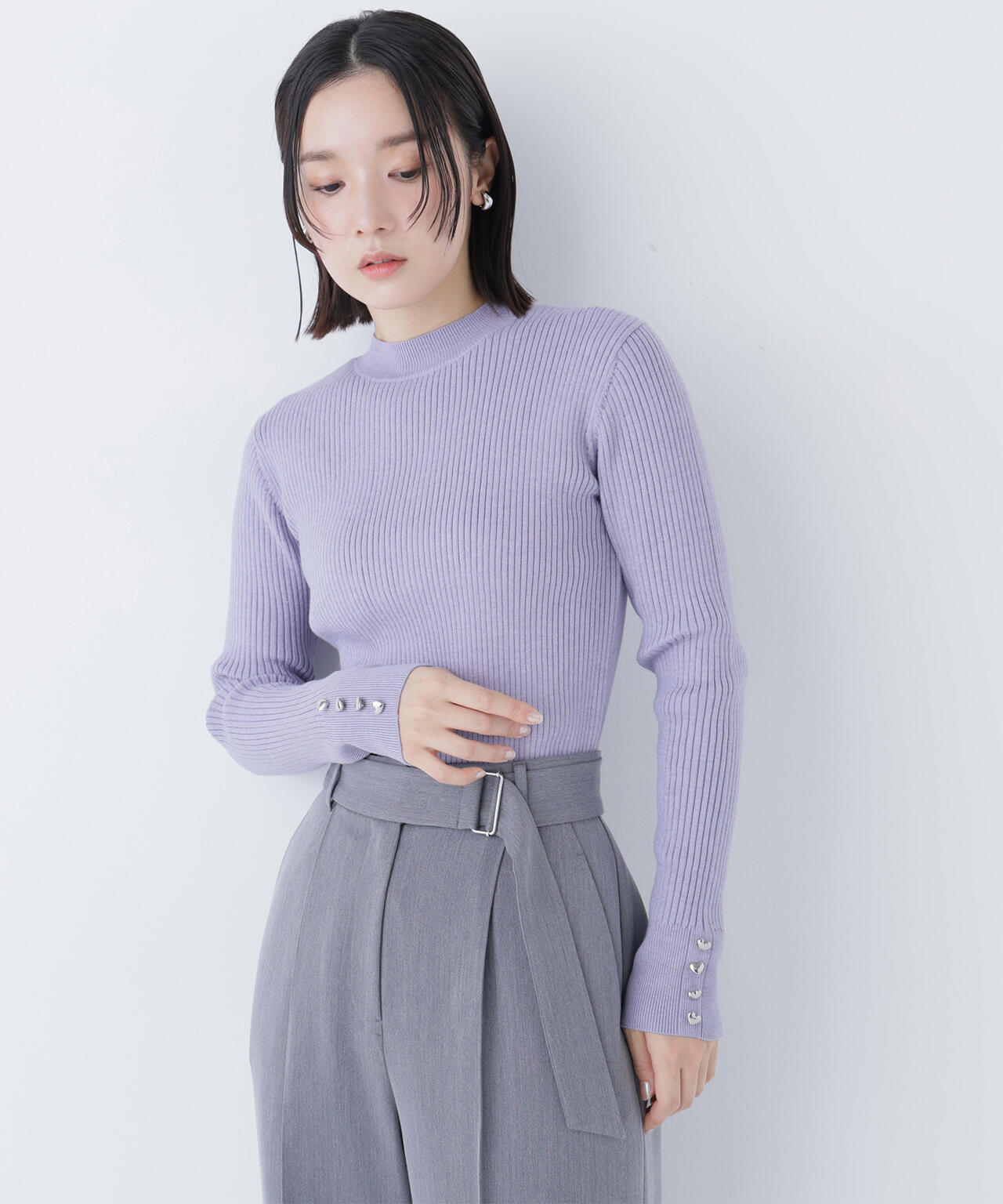 ハートボタンカフスニット | NATURAL BEAUTY BASIC（ナチュラル