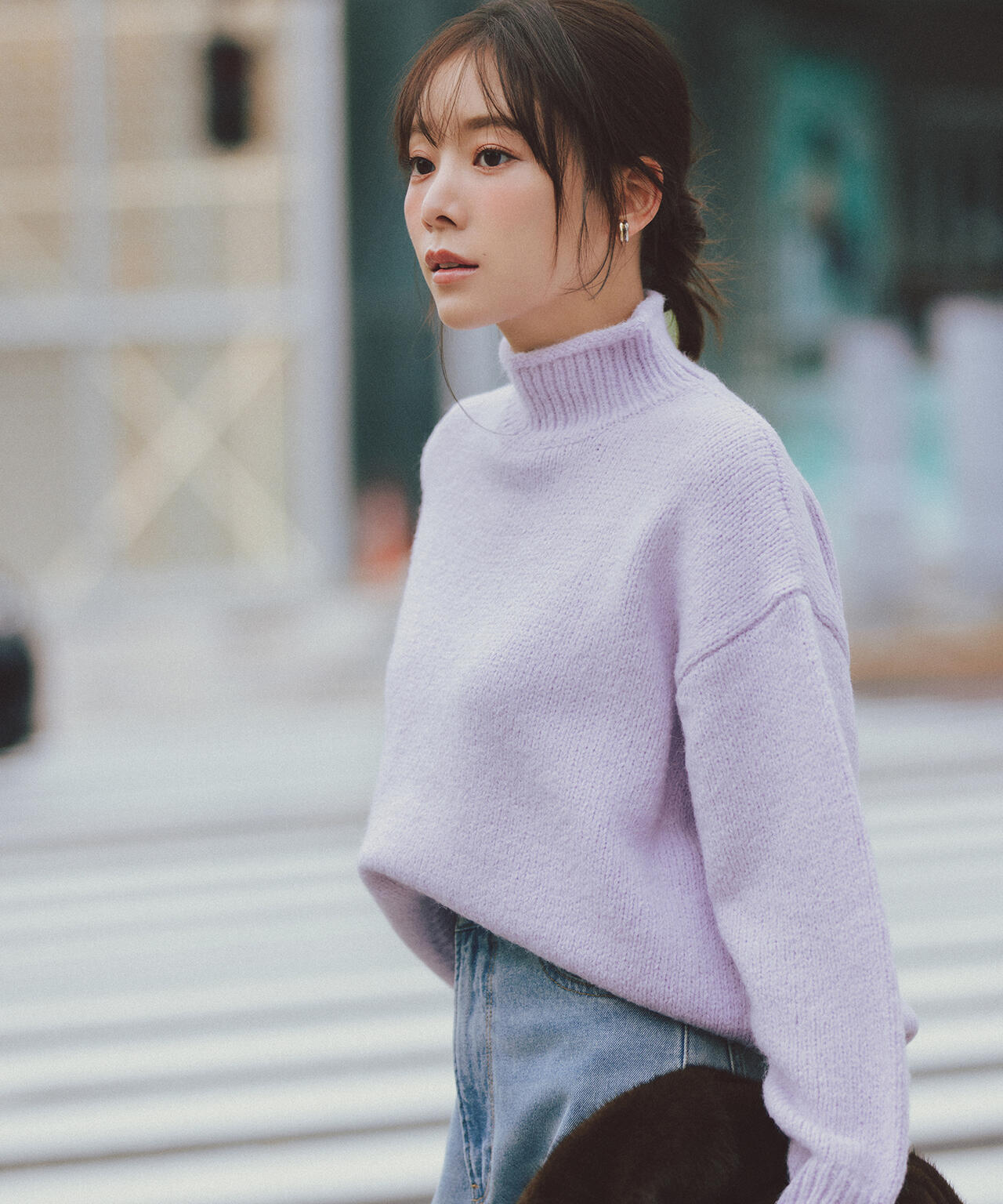 ロールネックニットブルオーバー