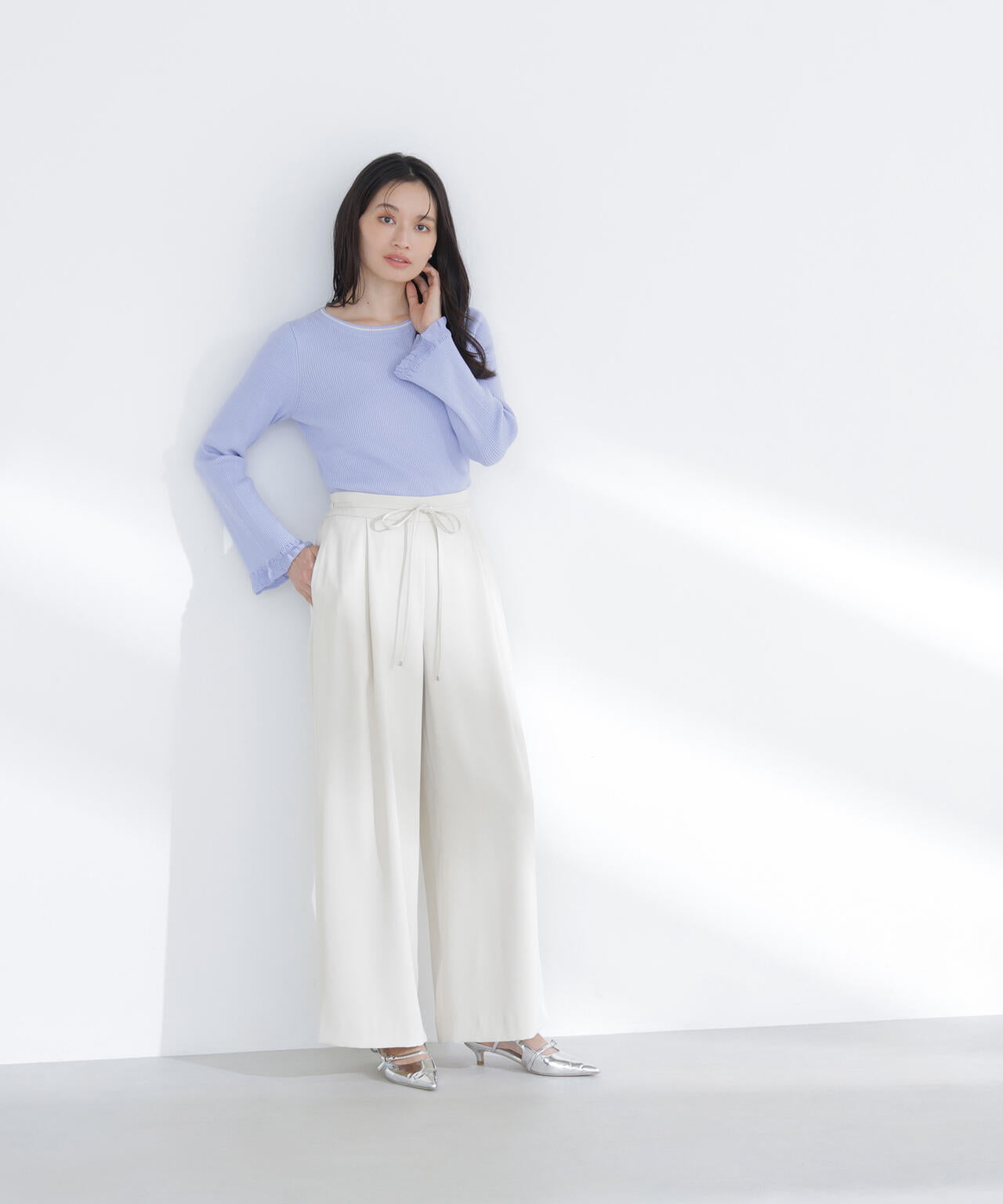 レーシーカフスリブニット | NATURAL BEAUTY BASIC(ナチュラル レーシーカフスリブニット | NATURAL BEAUTY BASIC(ナチュラル