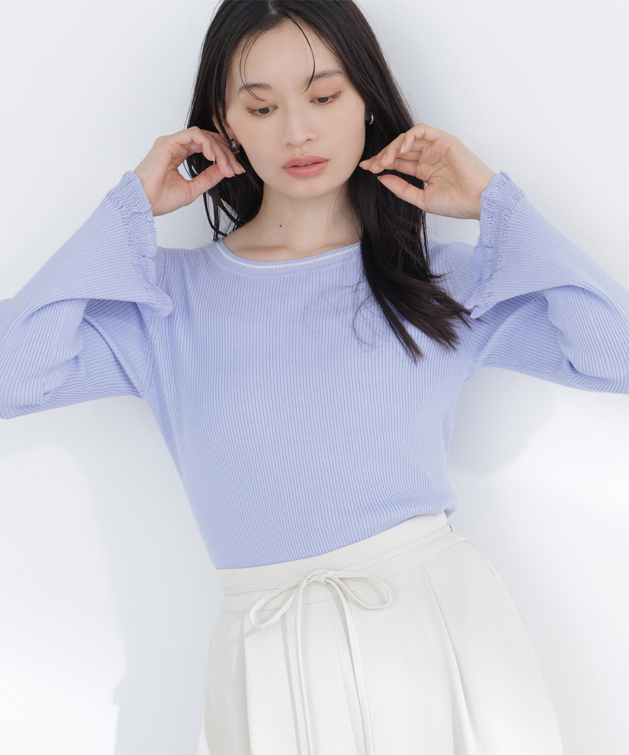レーシーカフスリブニット | NATURAL BEAUTY BASIC（ナチュラル